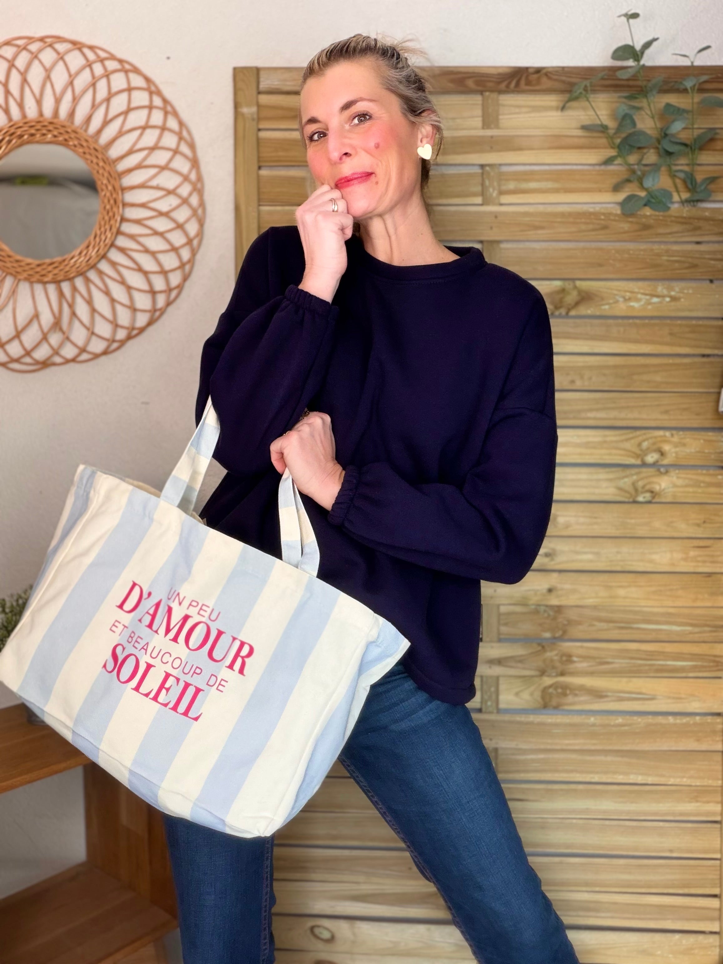 Grand cabas Tote bag un peu d’amour et beaucoup de soleil ELSY