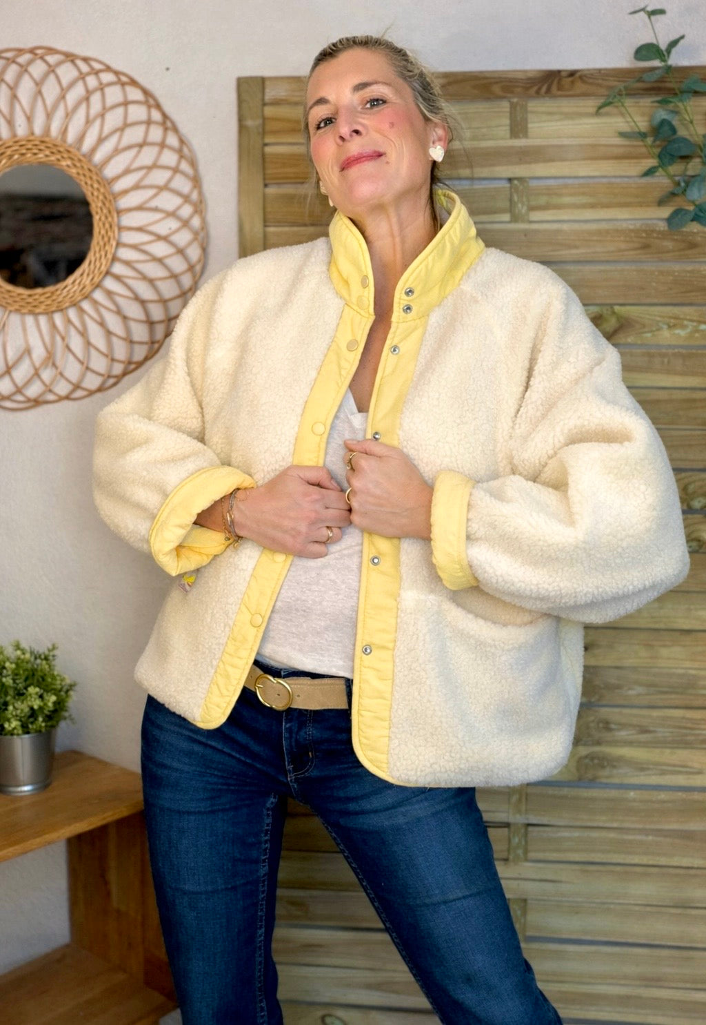 Veste matelassée réversible Sherpa AMÉLIE Jaune