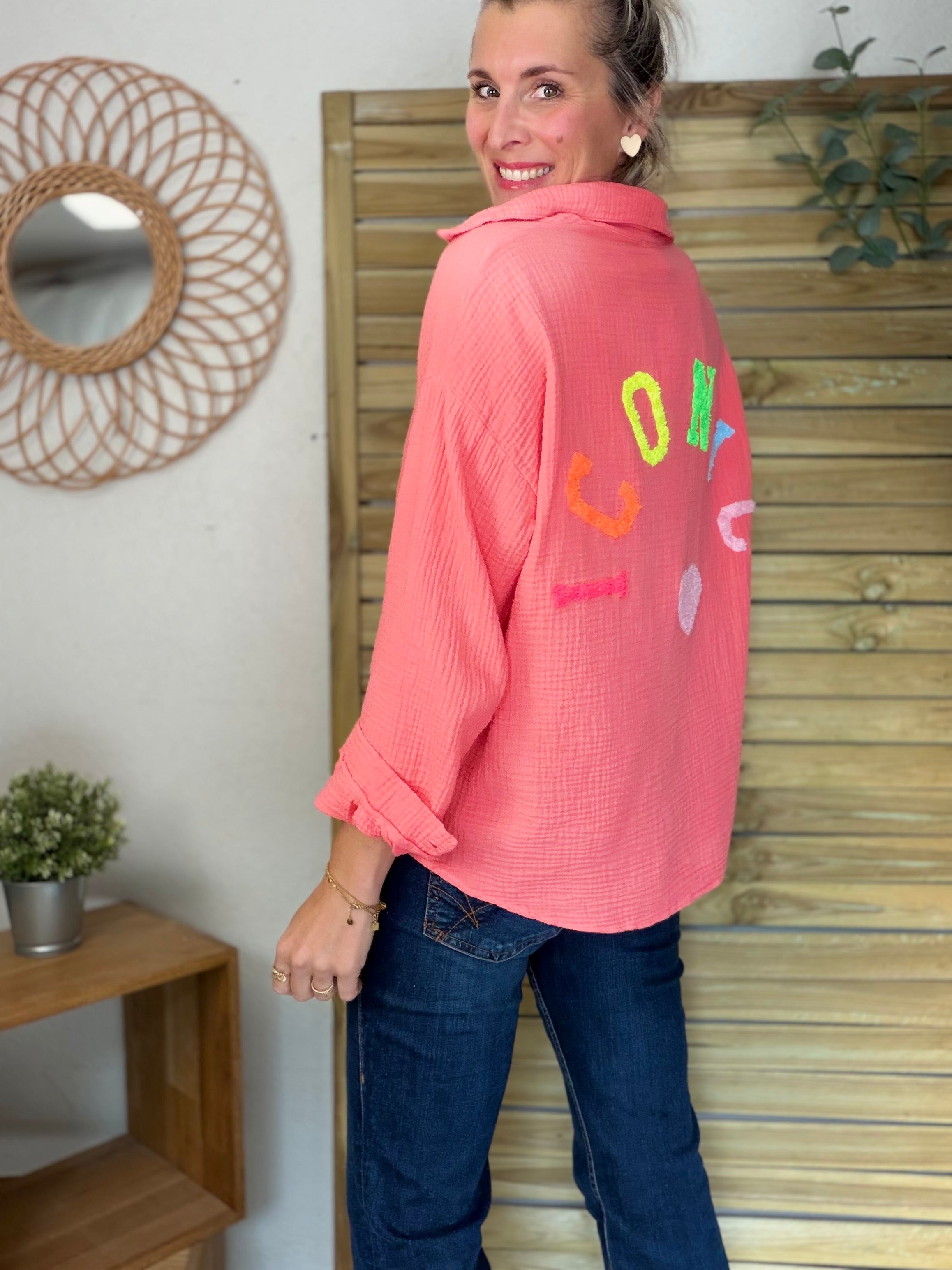 Chemise en gaze de coton ICONIC - ALANIS Corail