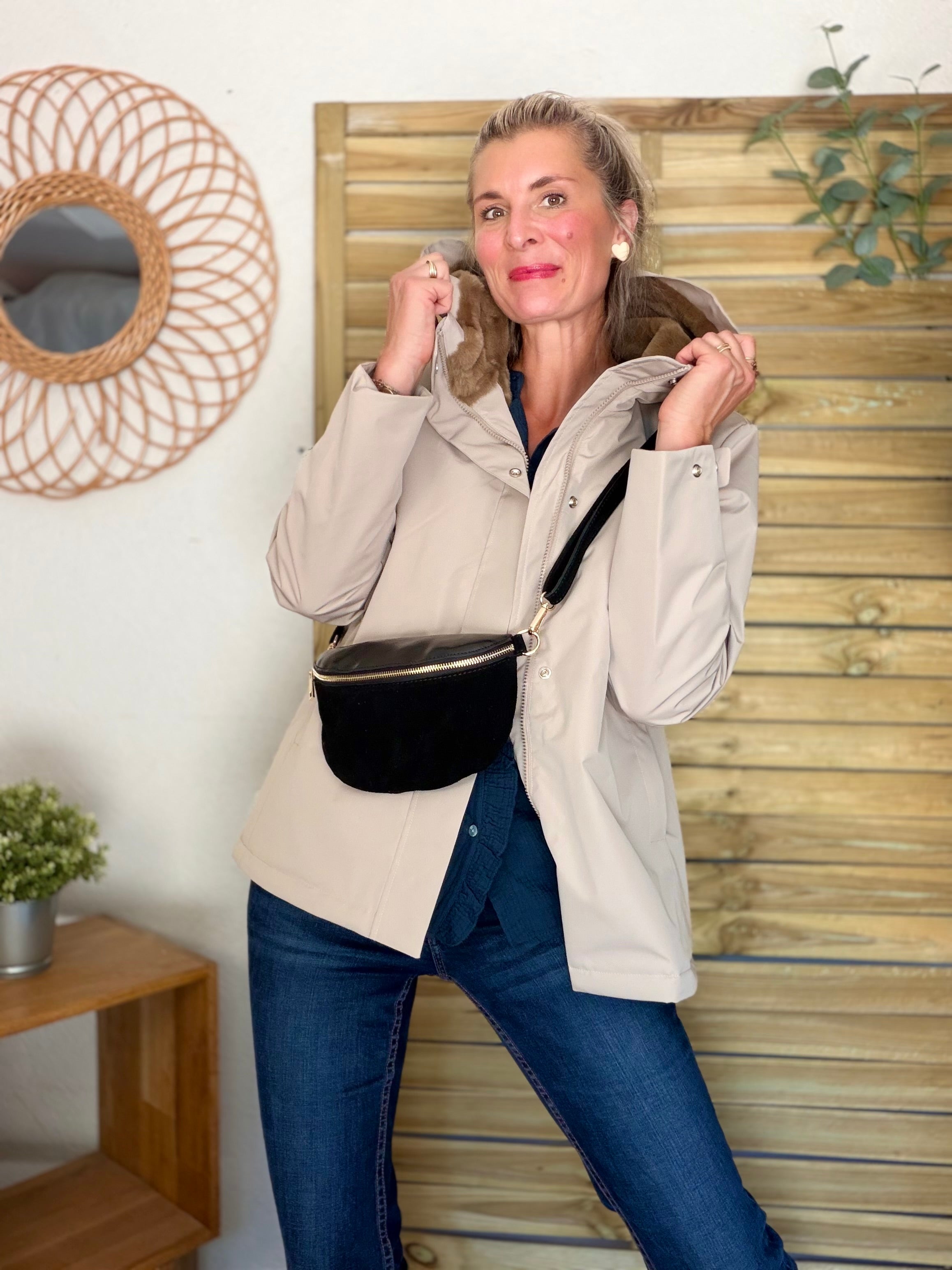 LAURA JO - Parka fourrée imperméable AMBRE MI-LONG - Beige / Camel