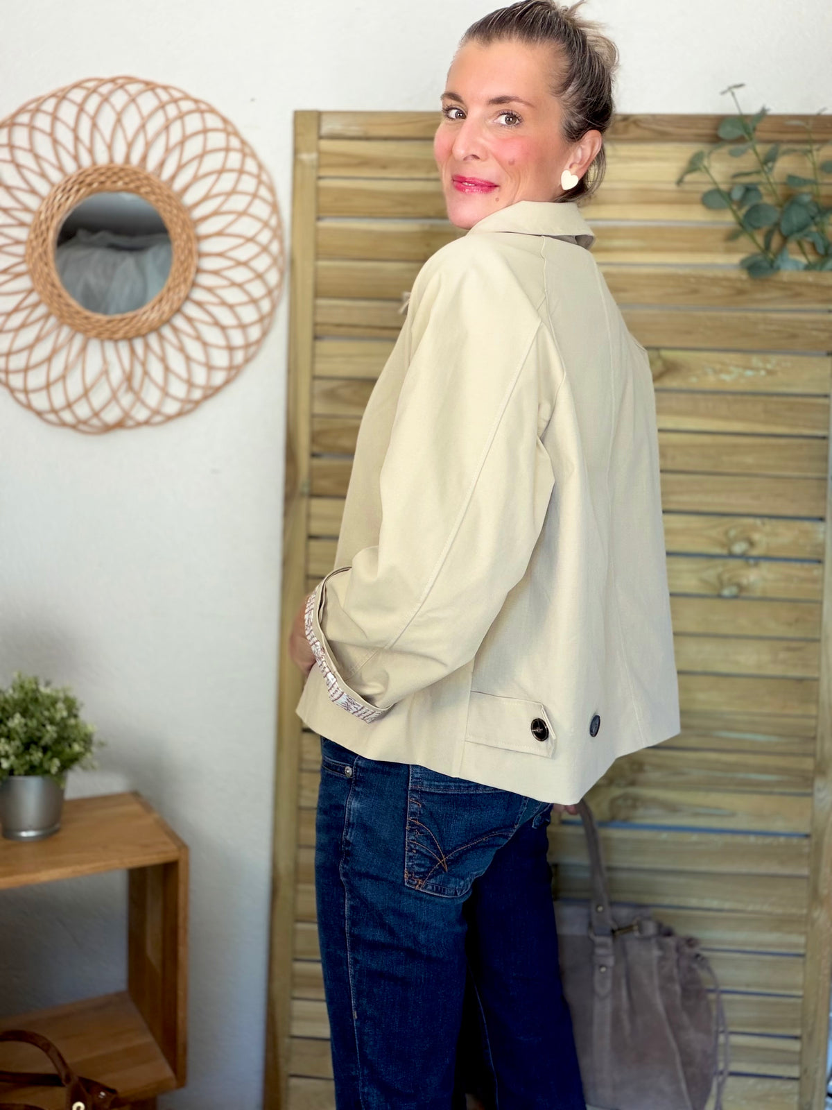 Veste Trench avec Liberty - MADELEINE Beige