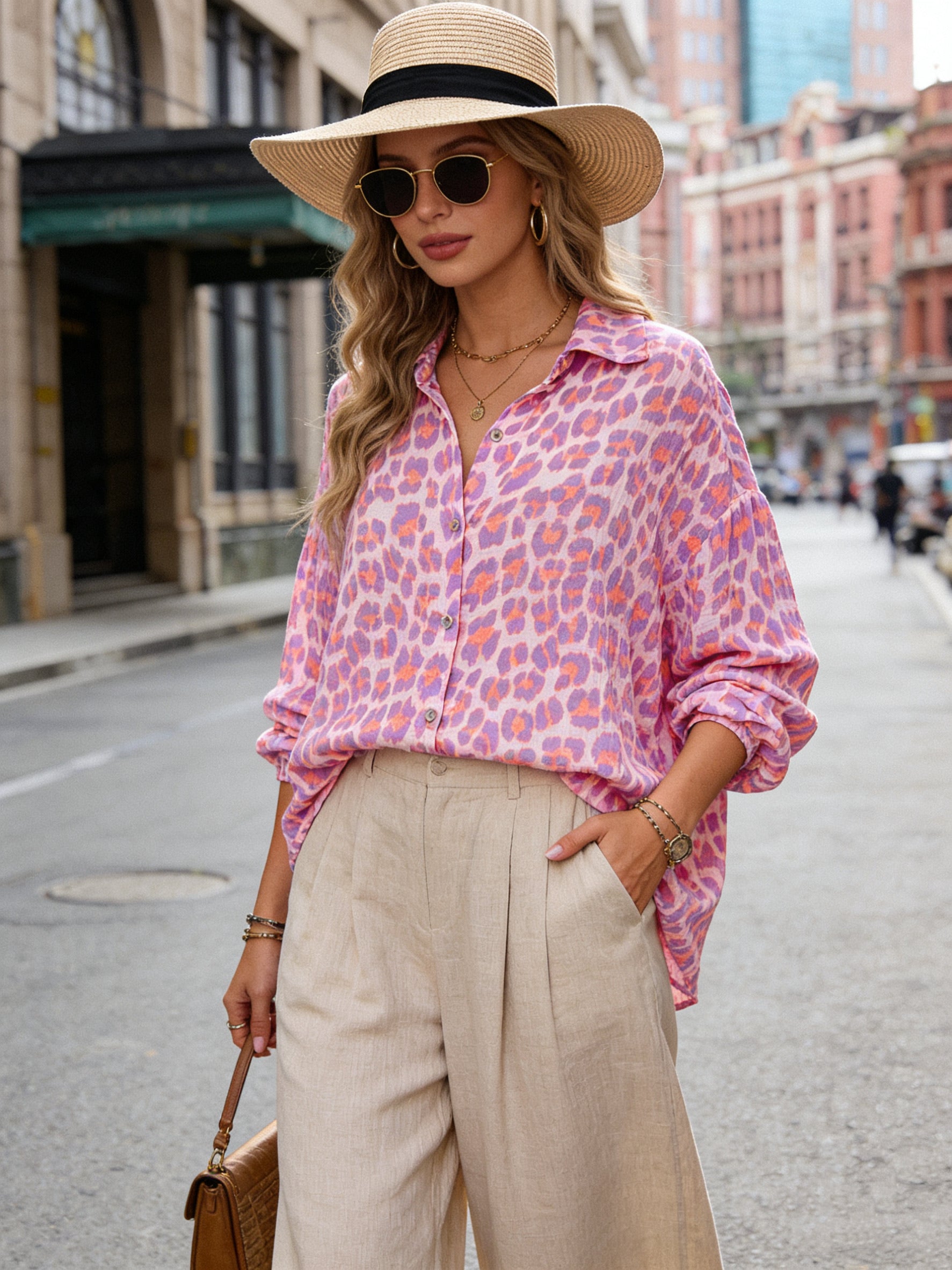 Chemise en gaze de coton FÉLICIE Léo lilas