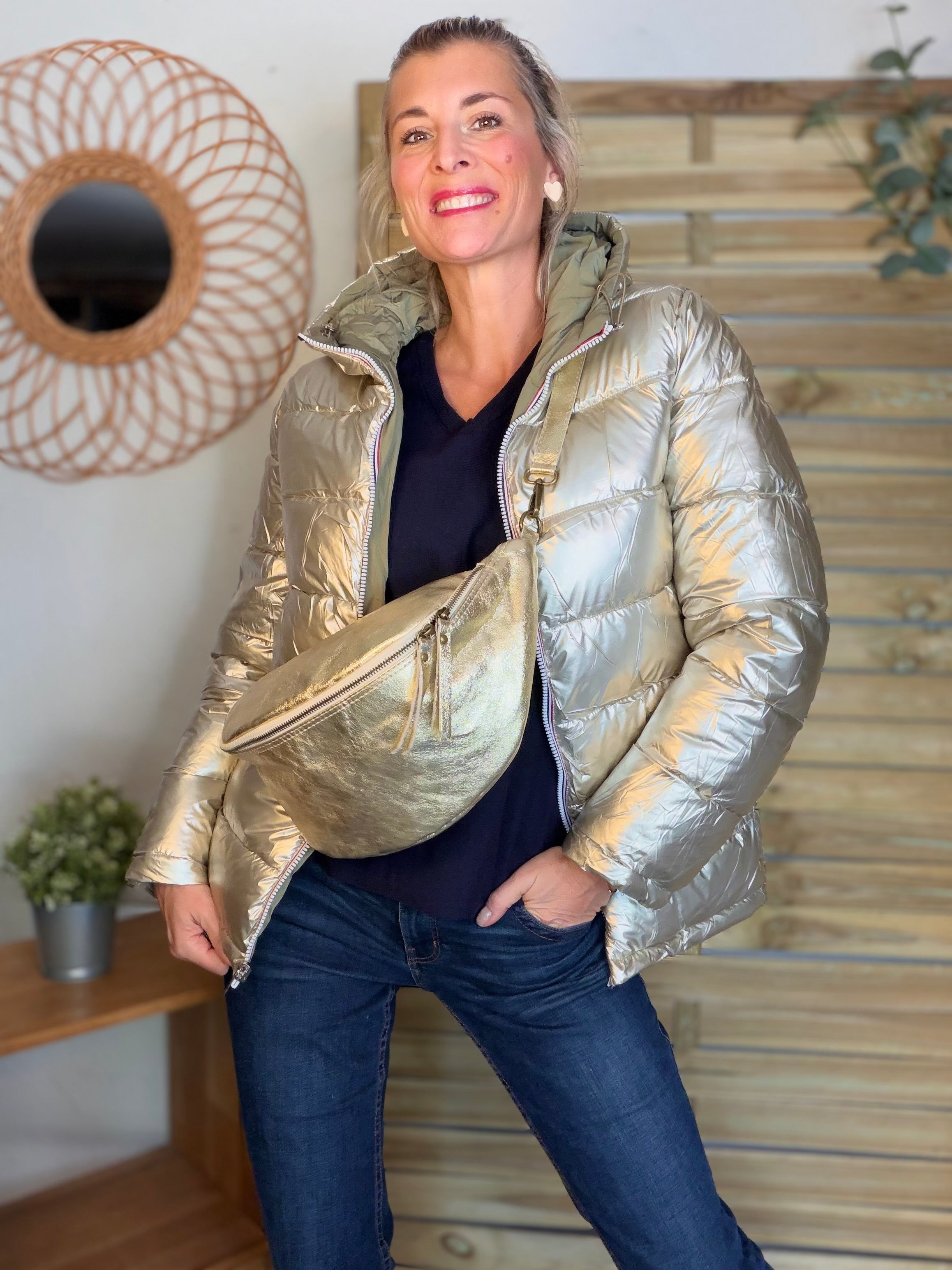 ⚡️PÉPITES FRIDAY - Sac banane XL en cuir - JANE - Doré