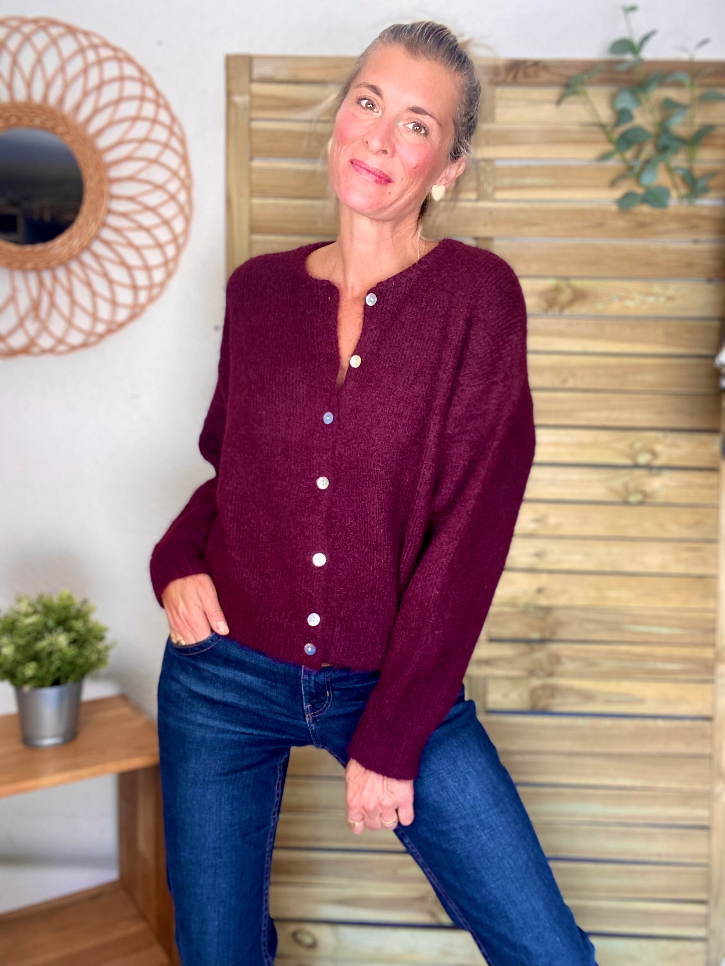 Gilet en maille SYDNEY - Bordeaux