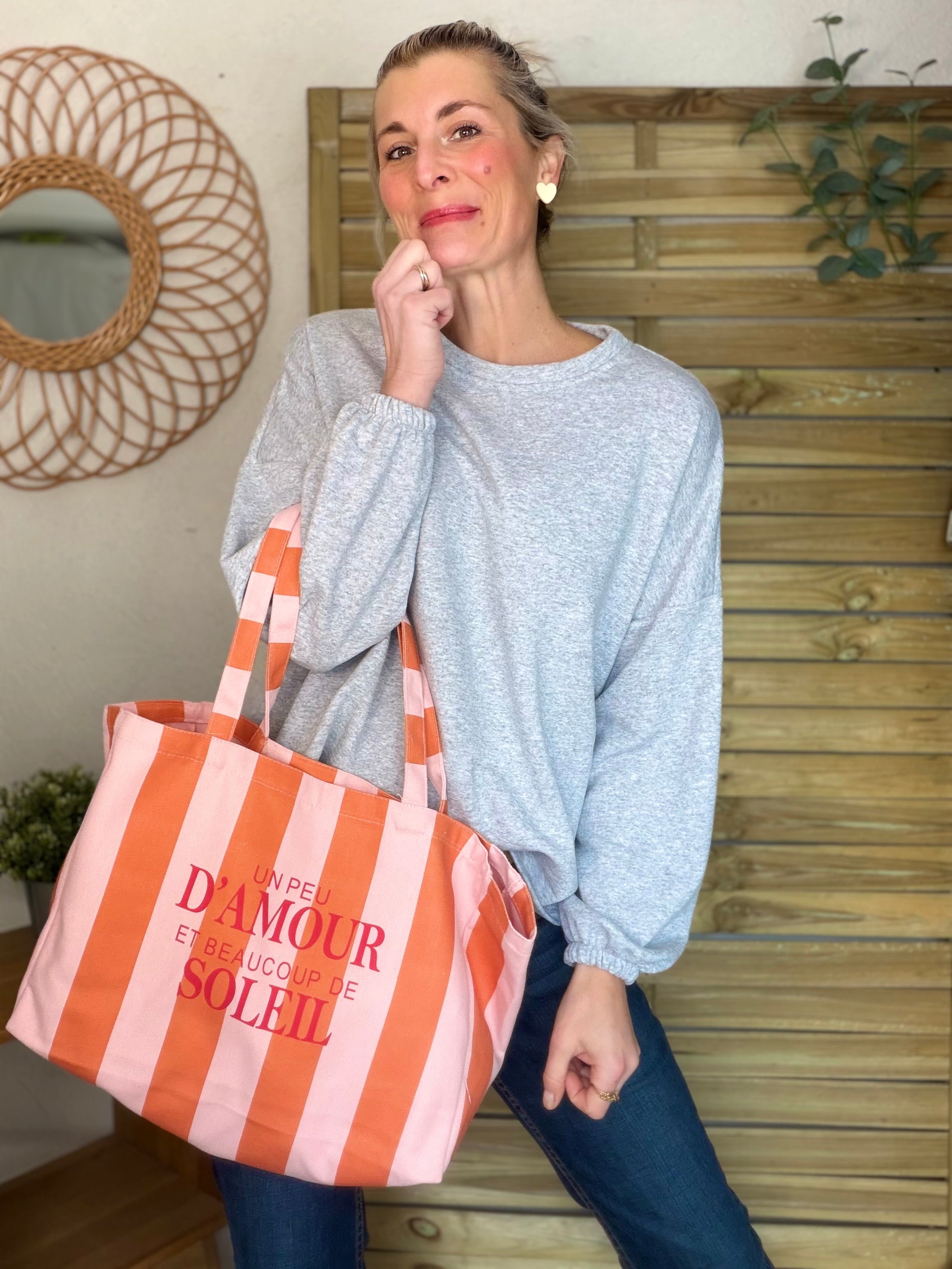 Grand cabas Tote bag un peu d’amour et beaucoup de soleil ELSY