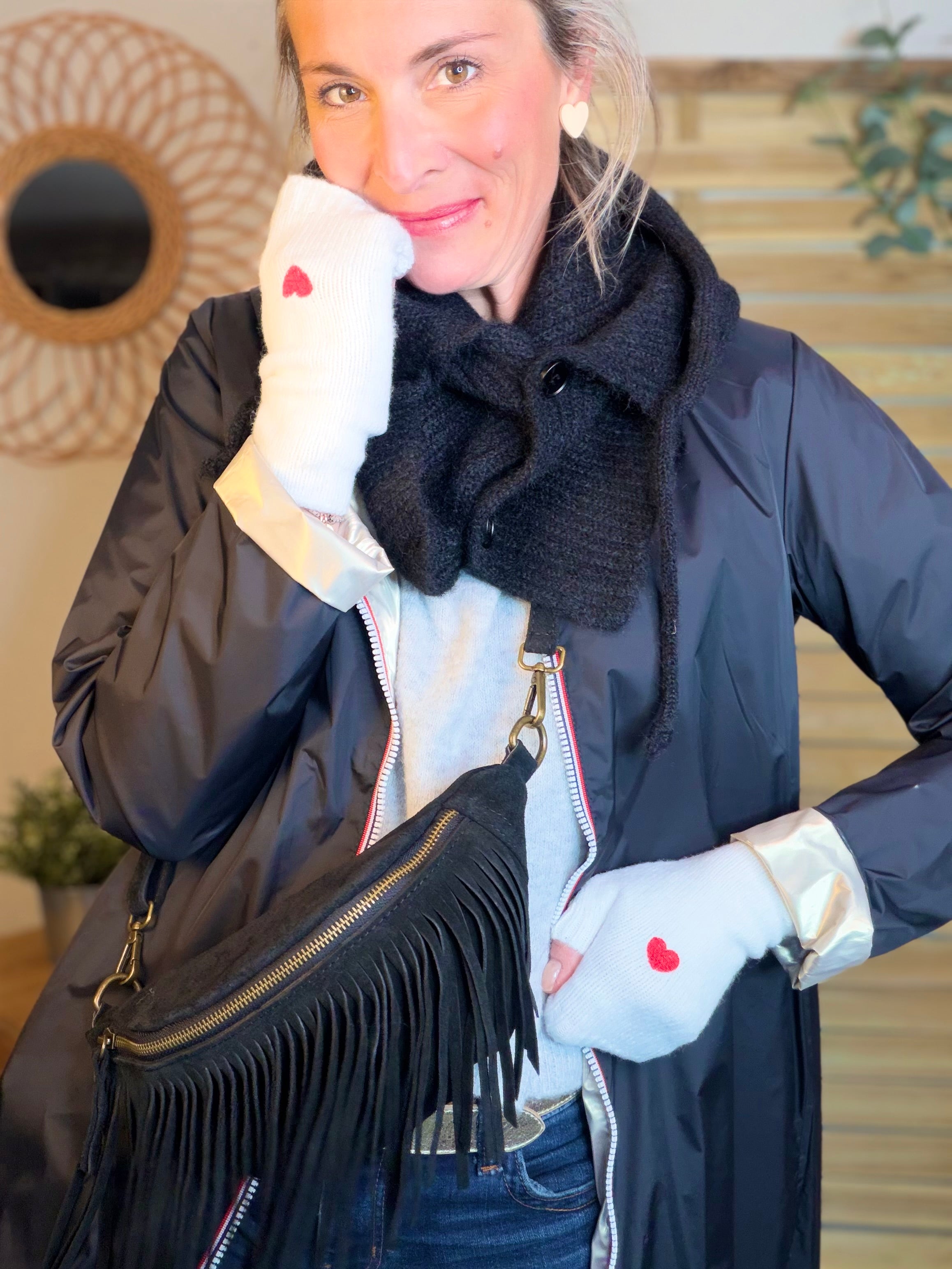 Mitaines CLARISSE avec coeur brodé 💛❤️