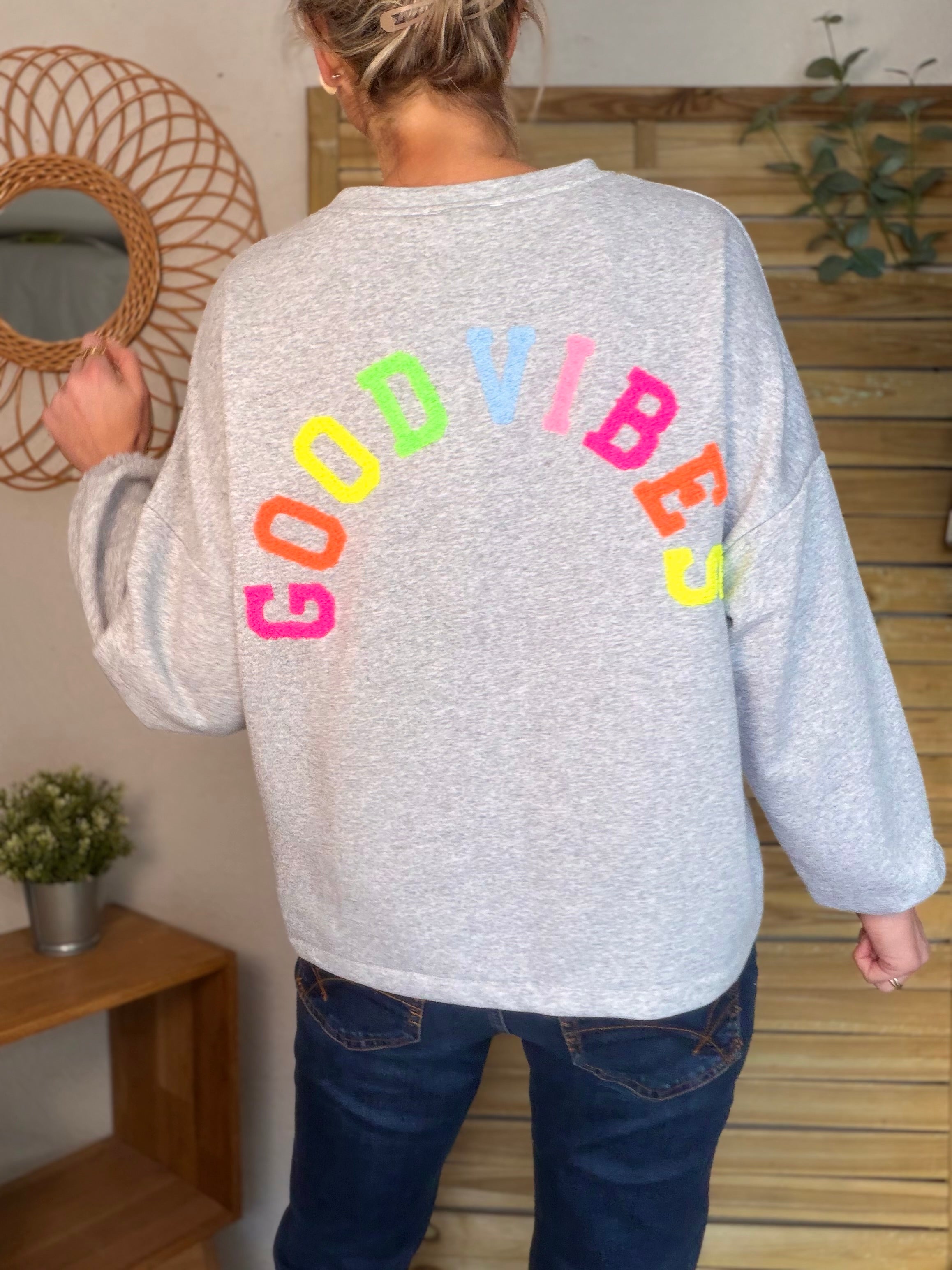 Sweat oversized GOOD VIBES multicolore - GINA