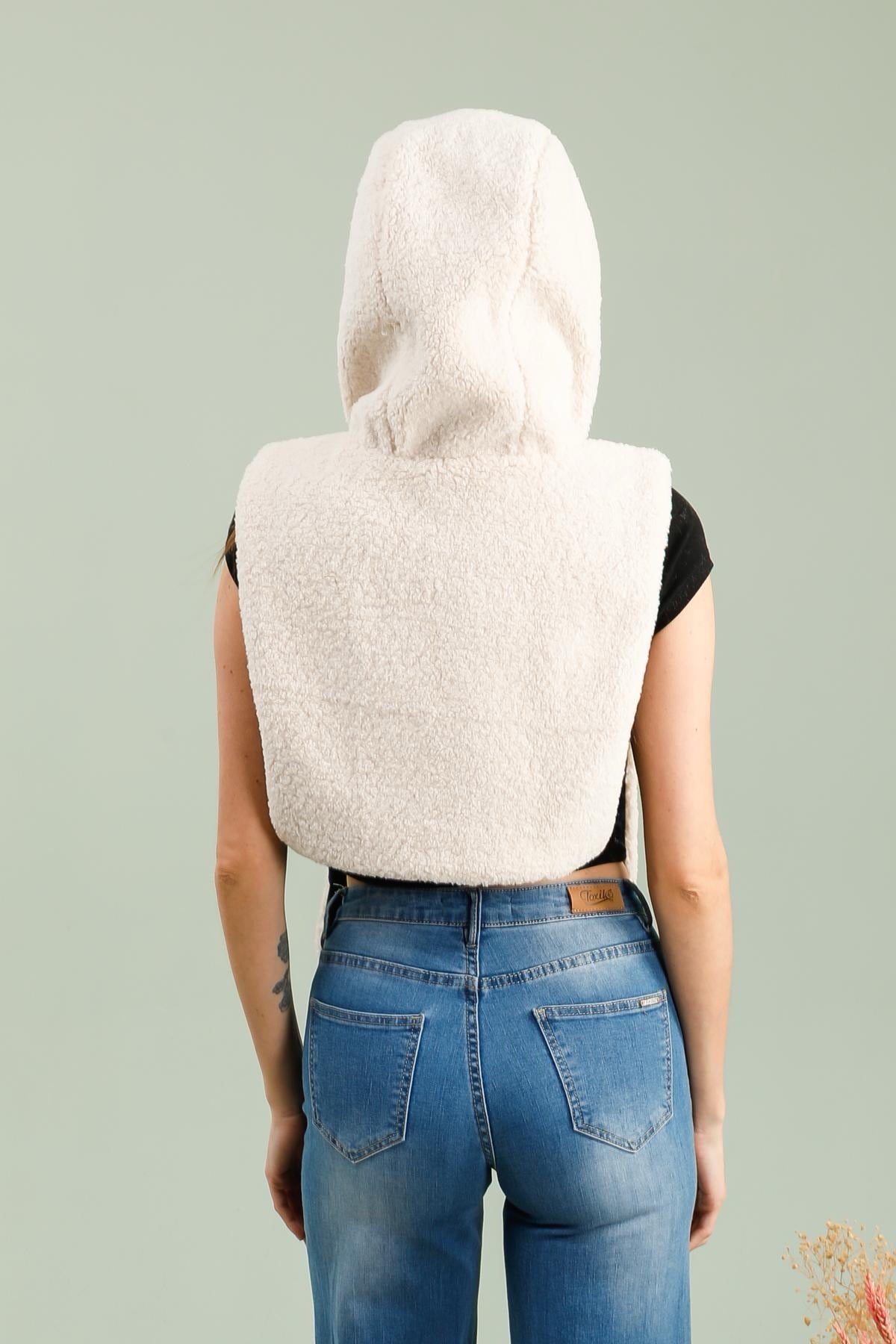 Col capuche amovible réversible TONY - LAURA JO - Beige / Sherpa écru