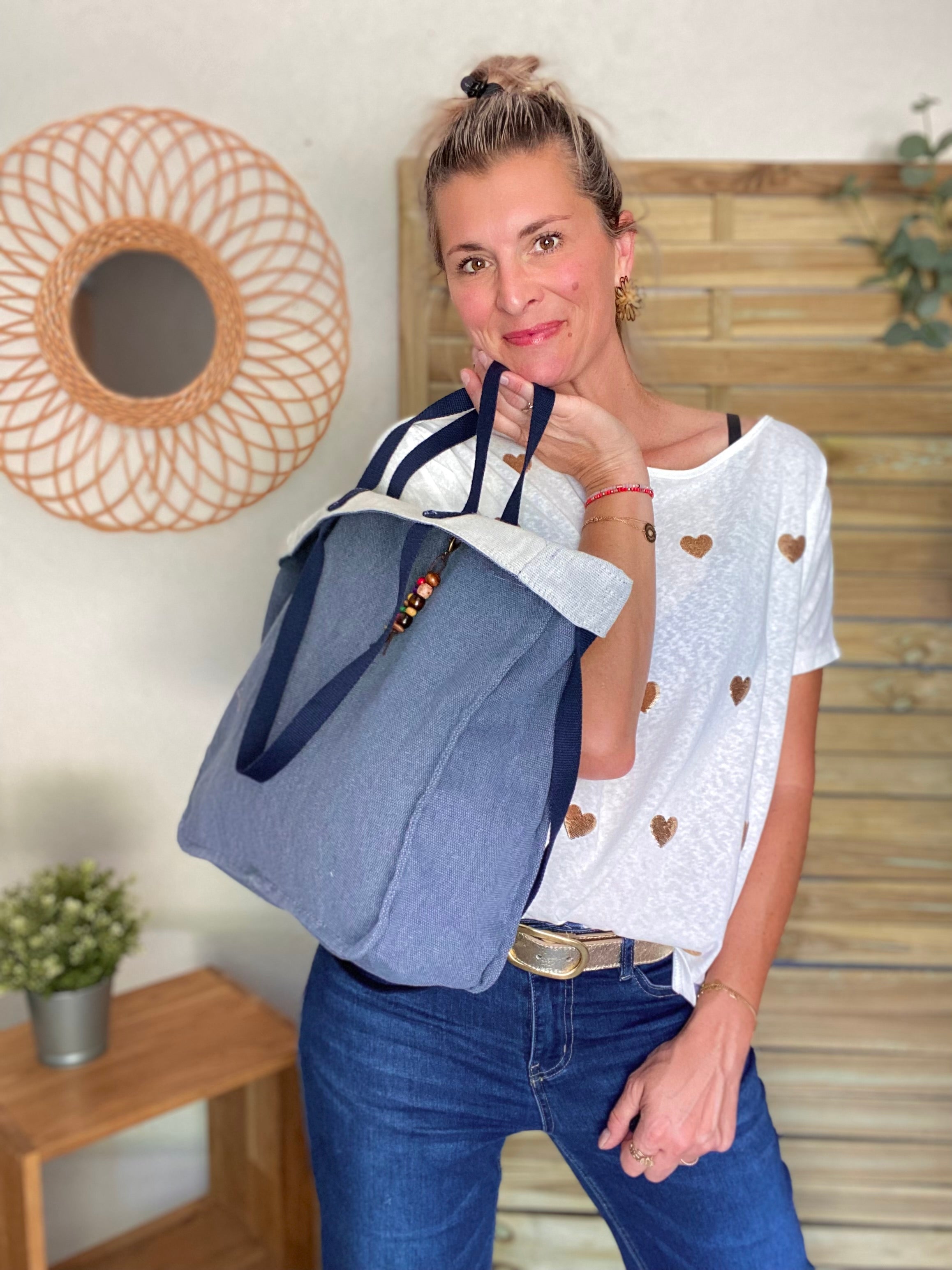 Sac cabas en toile de coton PACEY - Bleu Jean