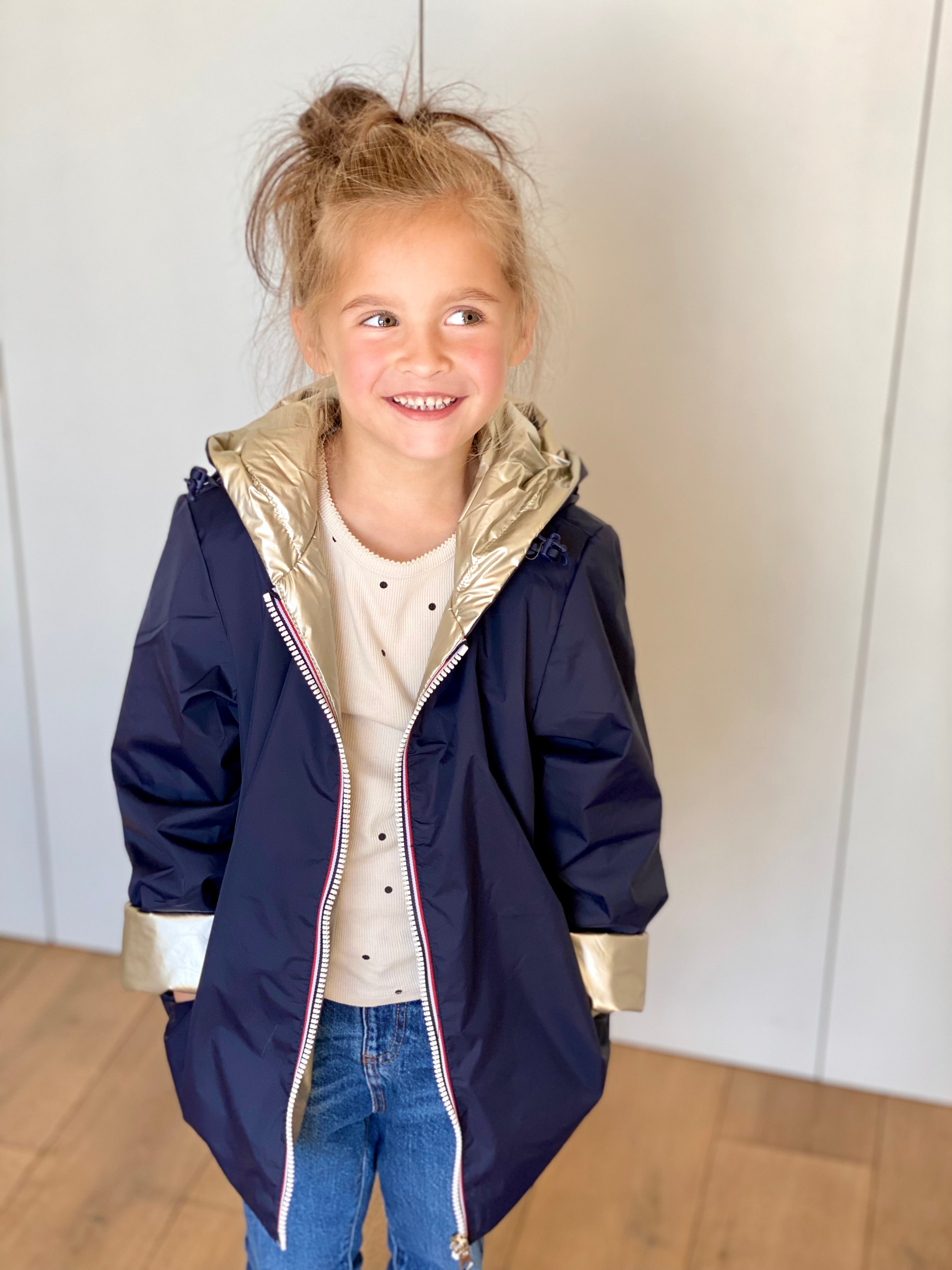 *** PROMO - Taille 10 ans (XXS) Imperméable réversible rembourré LOUISON KIDS enfant (mixte) - Marine / Doré