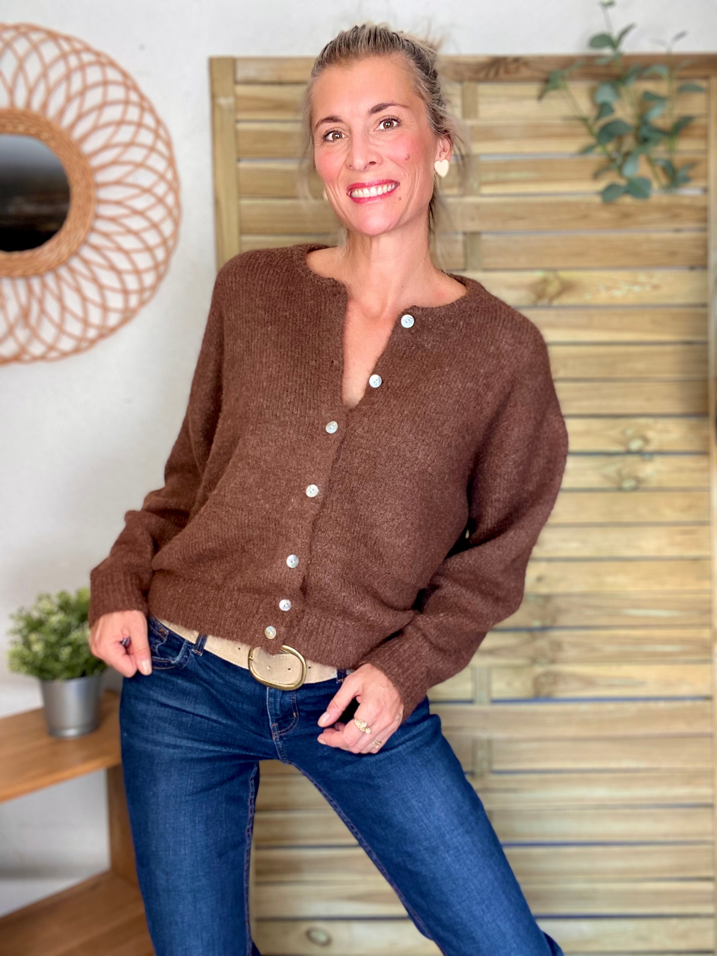 Gilet en maille SYDNEY - Chocolat