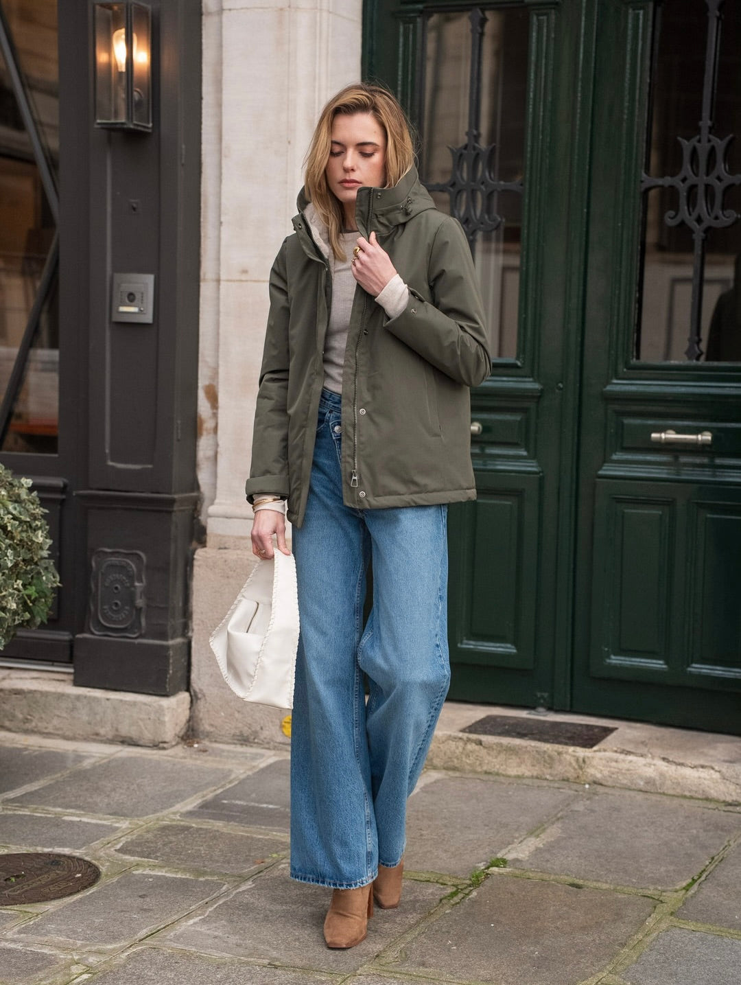 LAURA JO - Parka fourrée imperméable AMBRE MI-LONG - Kaki / Beige