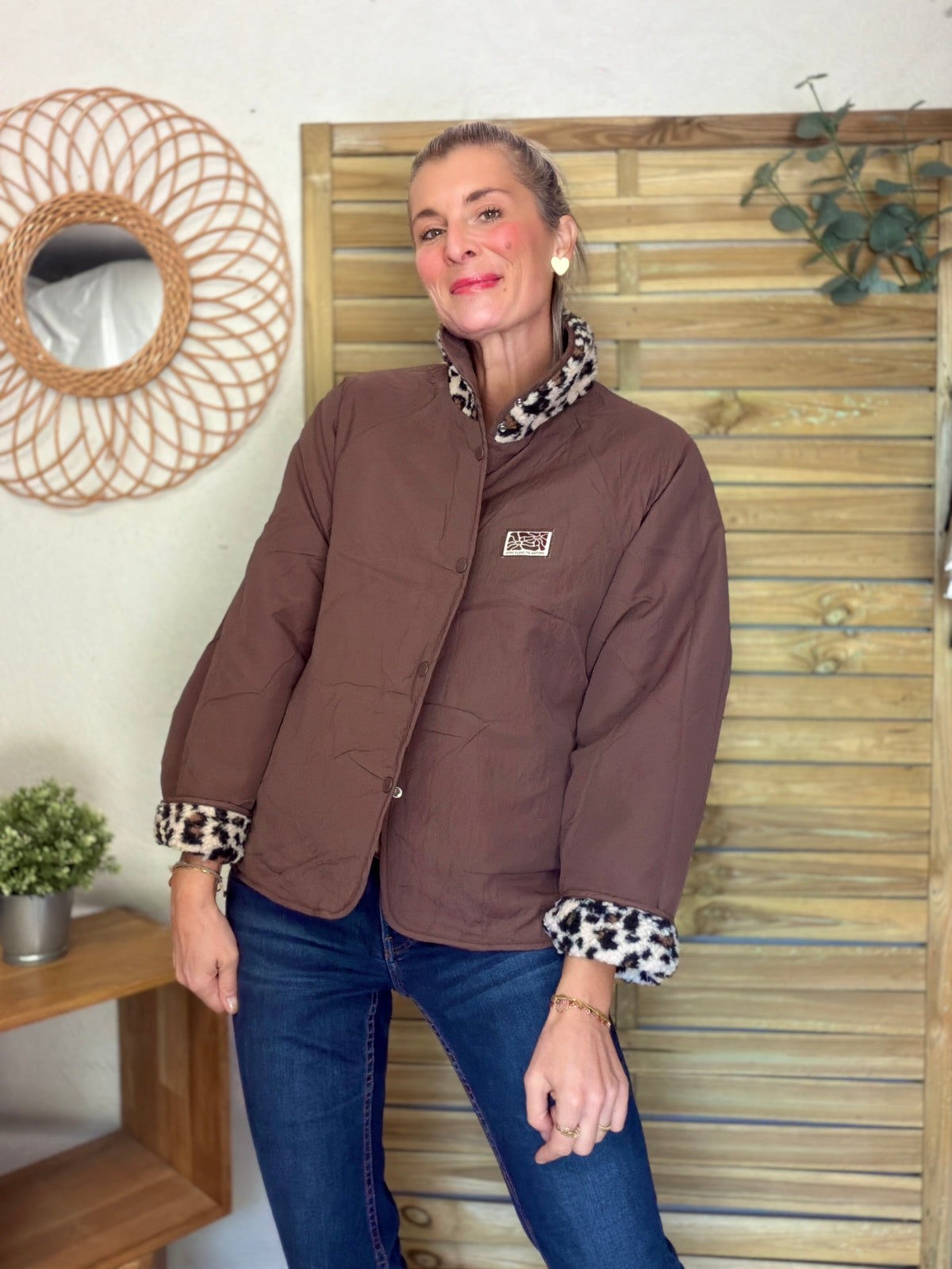 Veste matelassée réversible Sherpa AMÉLIE Choco / Léo