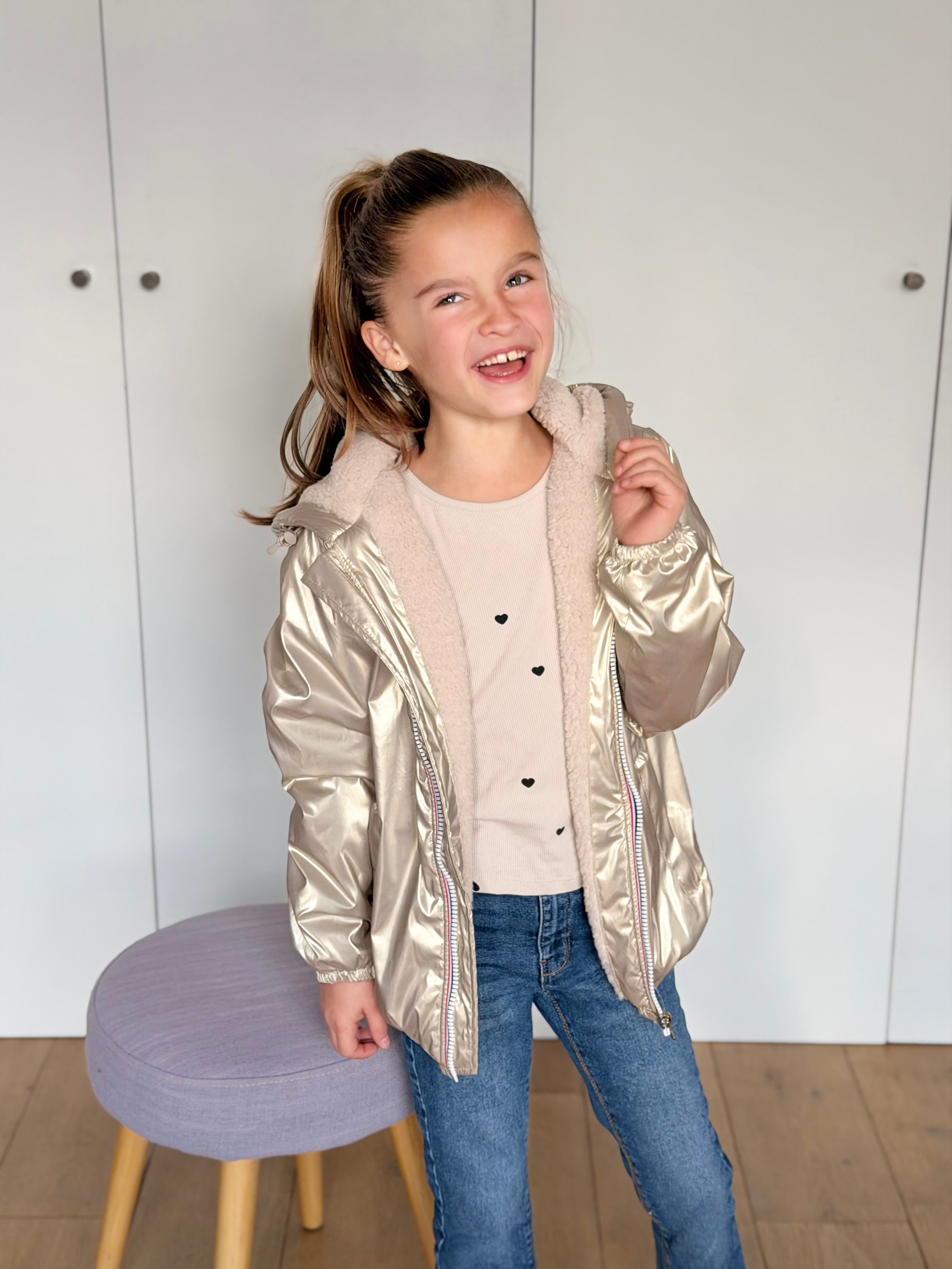 Parka Imperméable mixte LOUIS.E KIDS Sherpa - Doré - LAURA JO