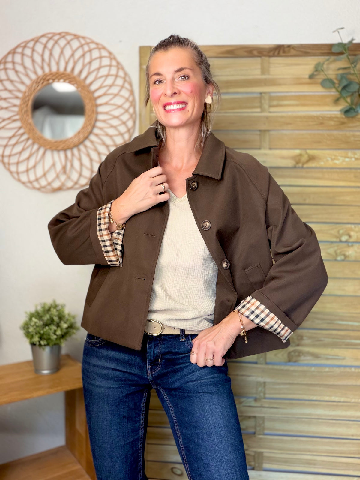 ⚡️ ARRIVAGE • Veste Trench, doublure à carreaux DANA Chocolat
