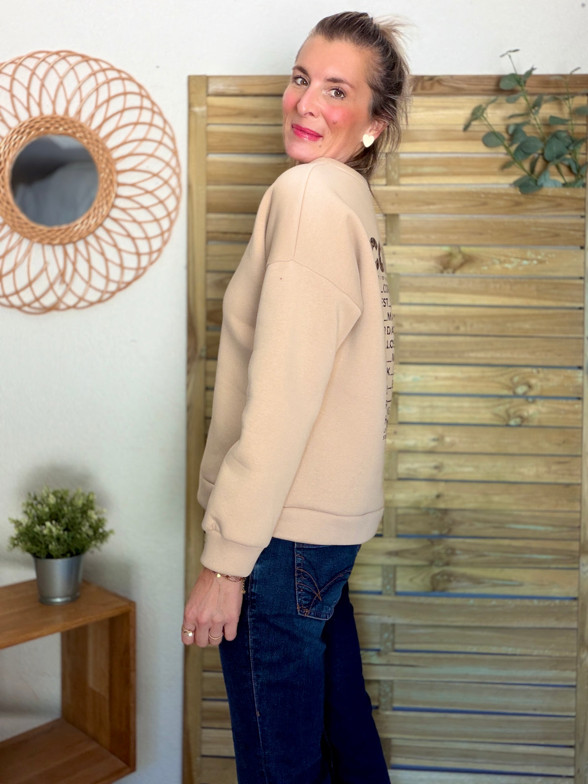 Sweat ICONIC Léo molleton ISALINE - Beige
