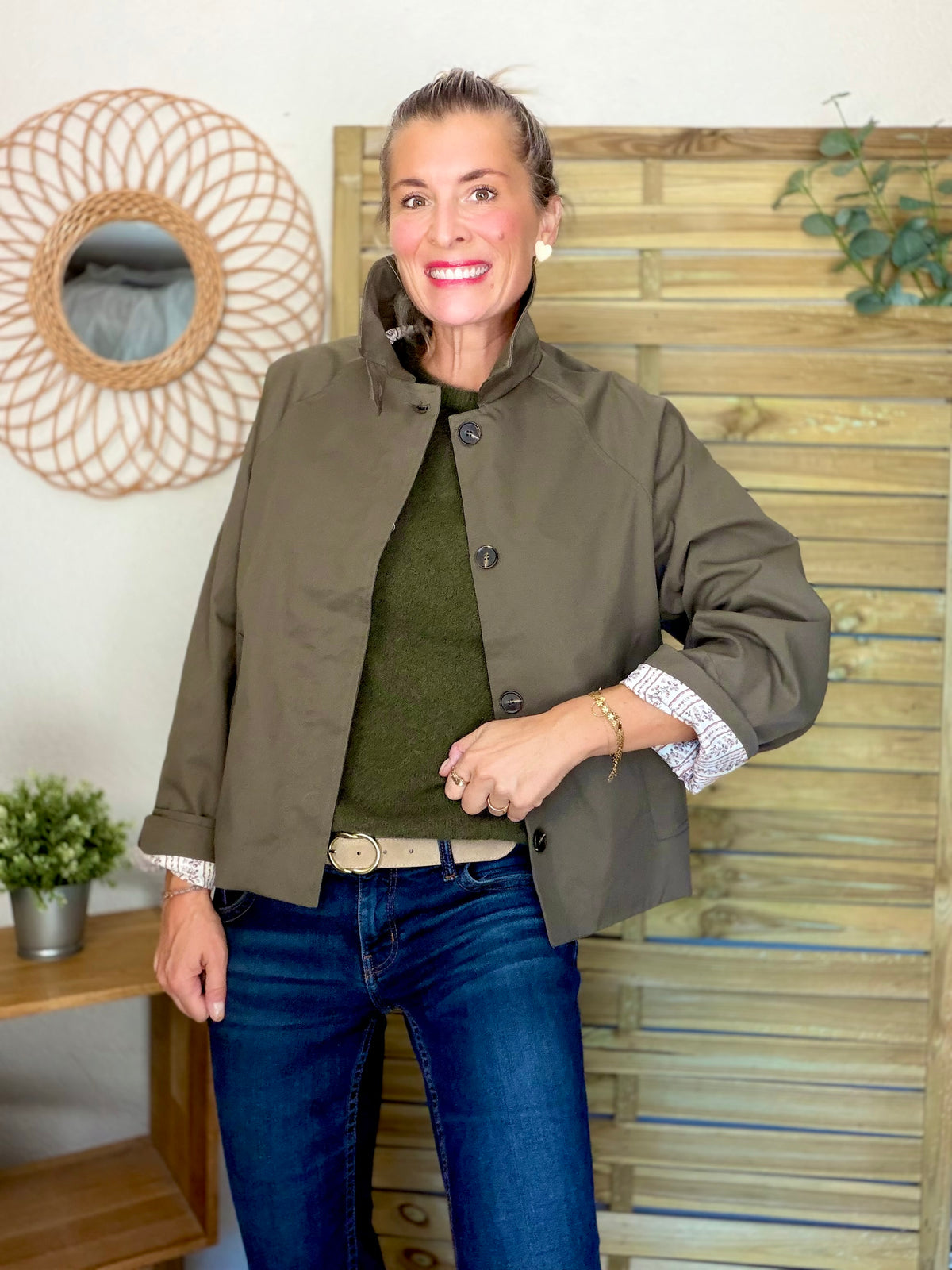 Veste Trench avec Liberty - MADELEINE Kaki