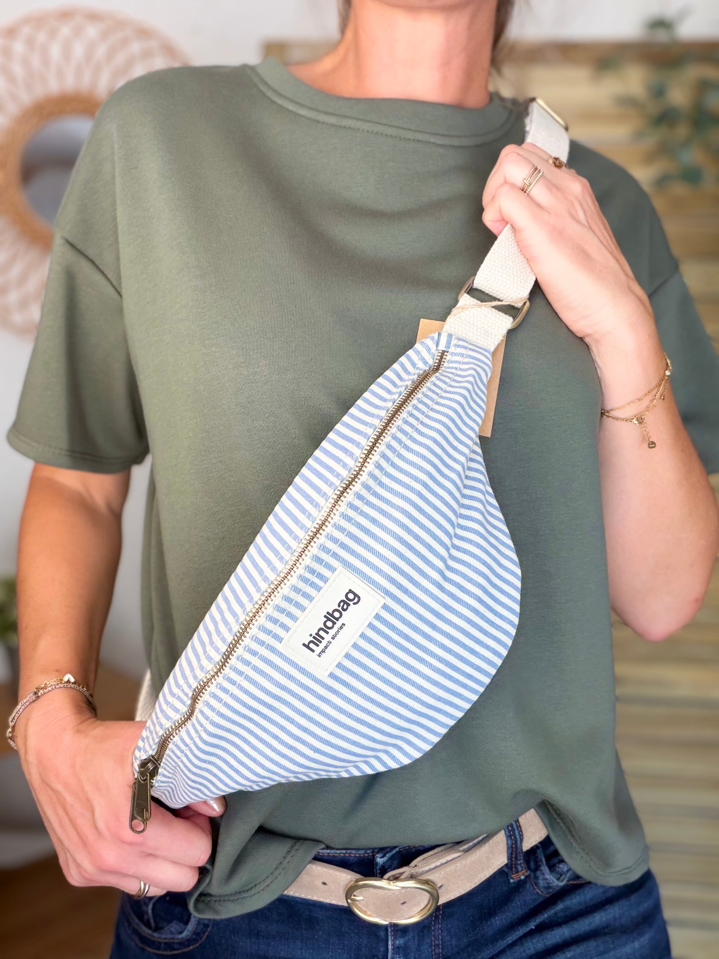 HINDBAG OLIVIA - Sac banane Rayures bleues