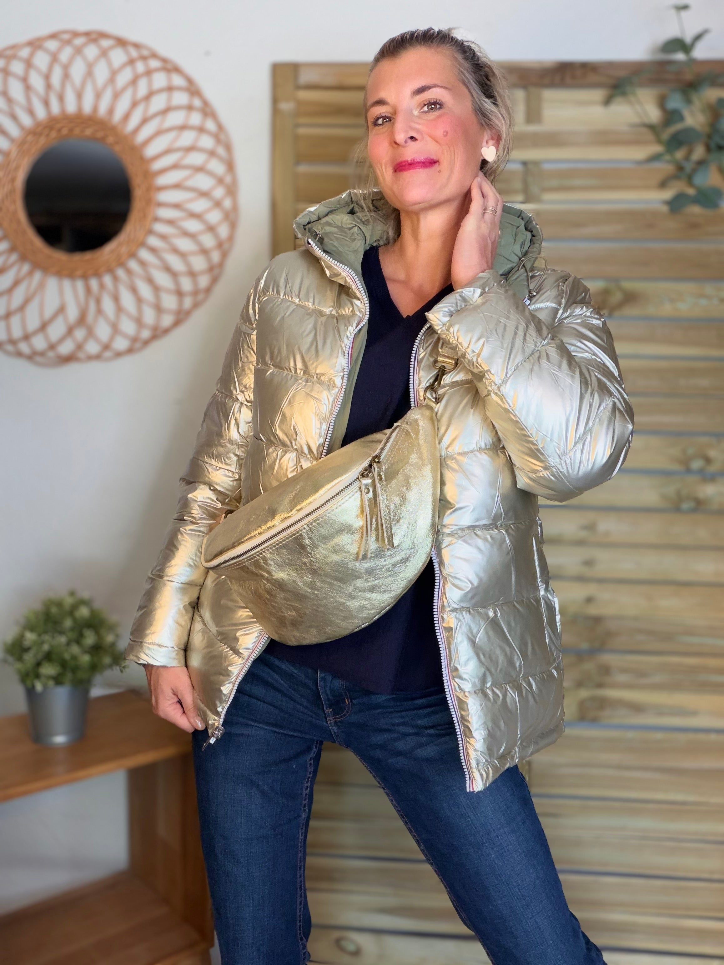 ⚡️PÉPITES FRIDAY - Sac banane XL en cuir - JANE - Doré