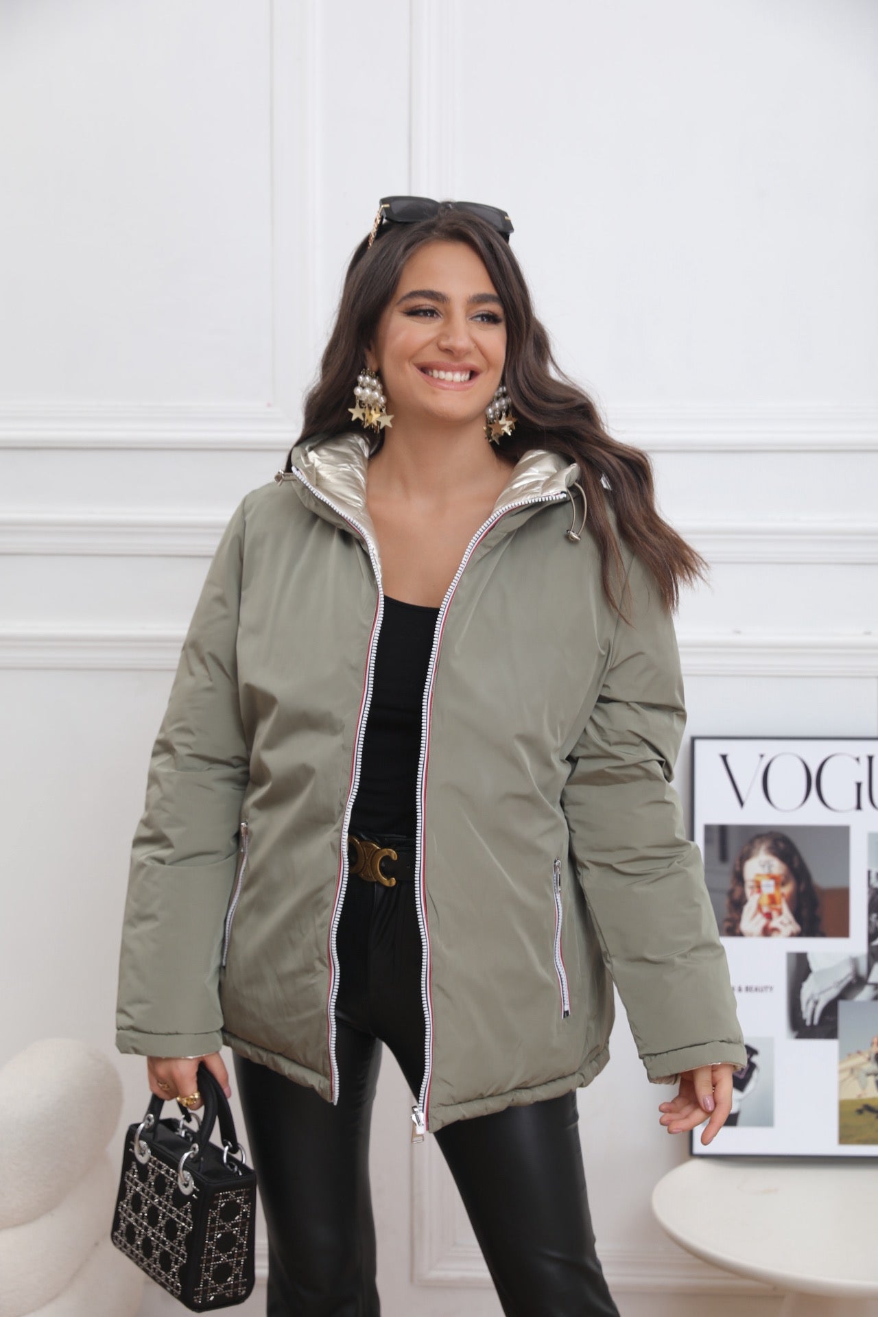 ⚡️PÉPITES FRIDAY - Doudoune imperméable réversible longue ANGÈLE COURT - Kaki clair - MELYA MELODY