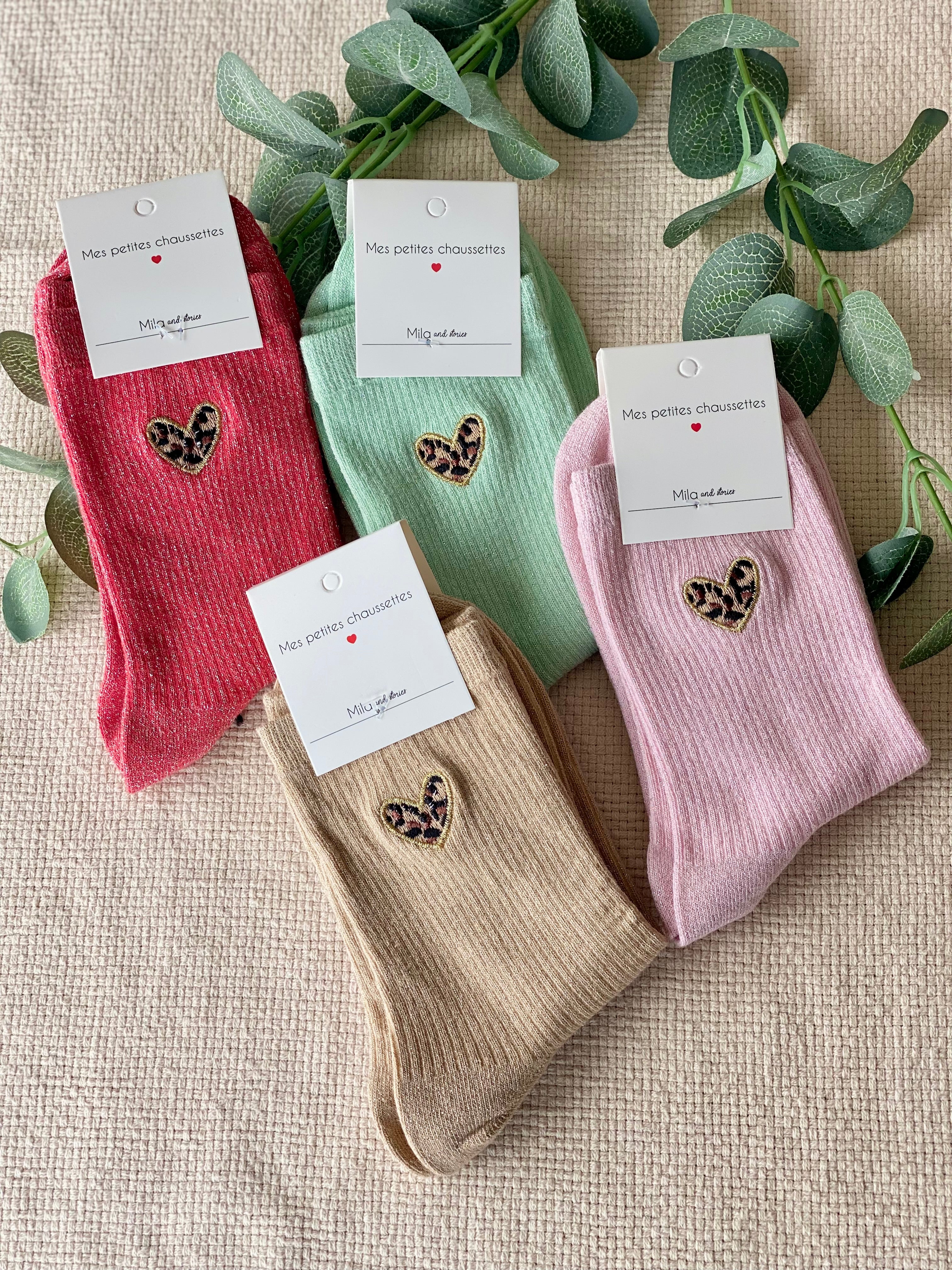 Chaussettes scintillantes glitter ZORA - Coeur Léo Spring 2025