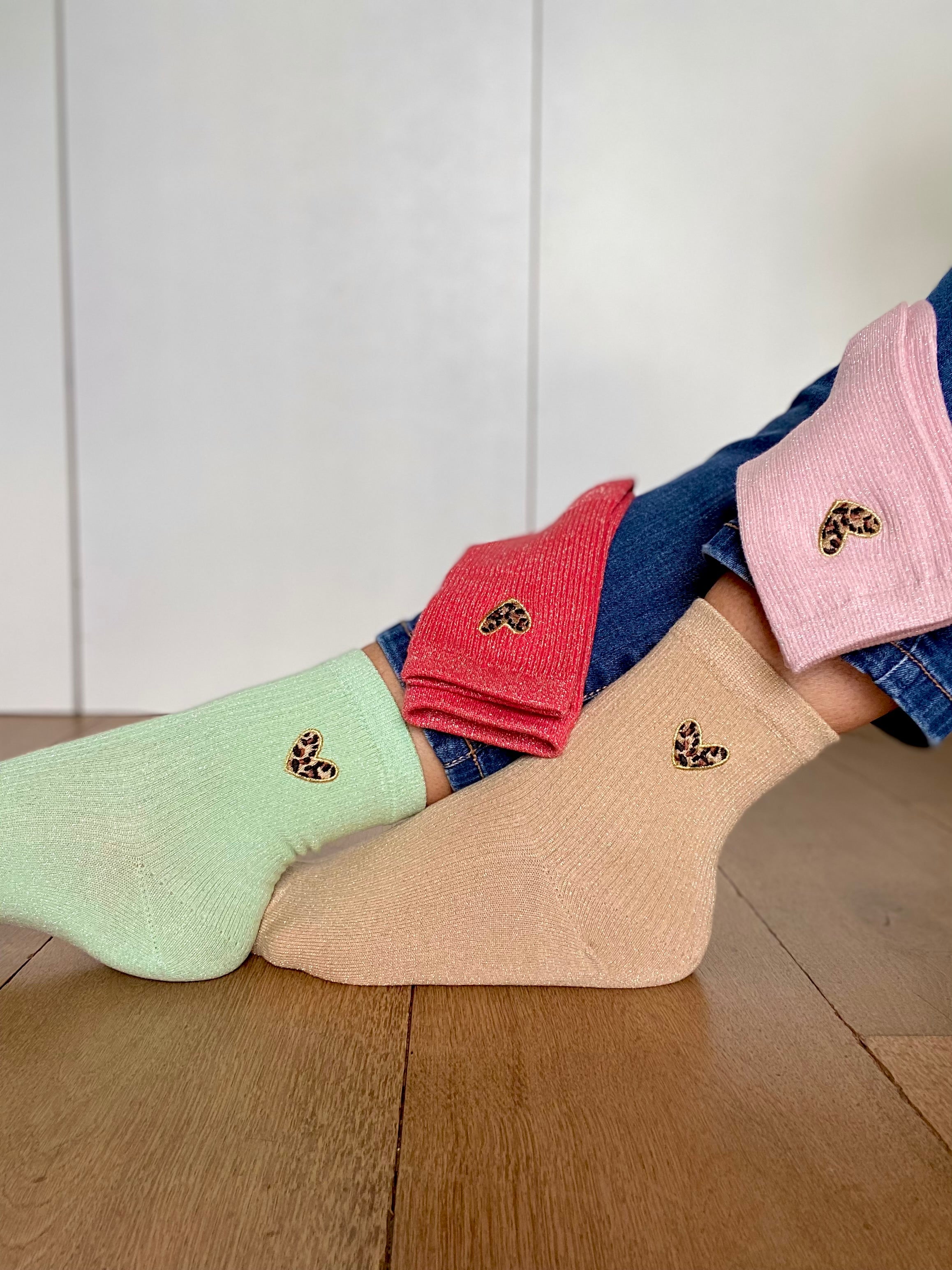 Chaussettes scintillantes glitter ZORA - Coeur Léo Spring 2025