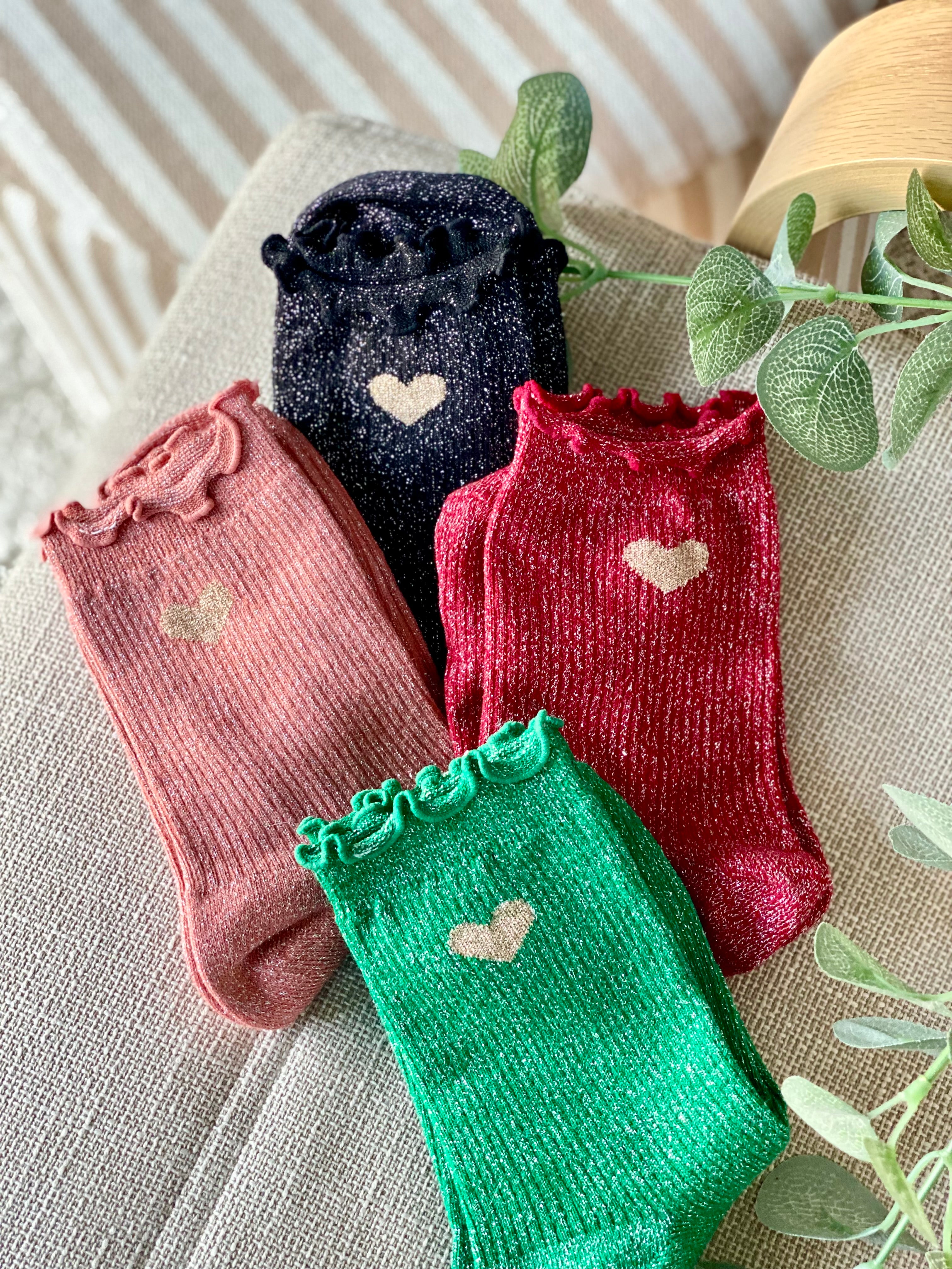 Chaussettes scintillantes glitter ZORA - Coeur doré