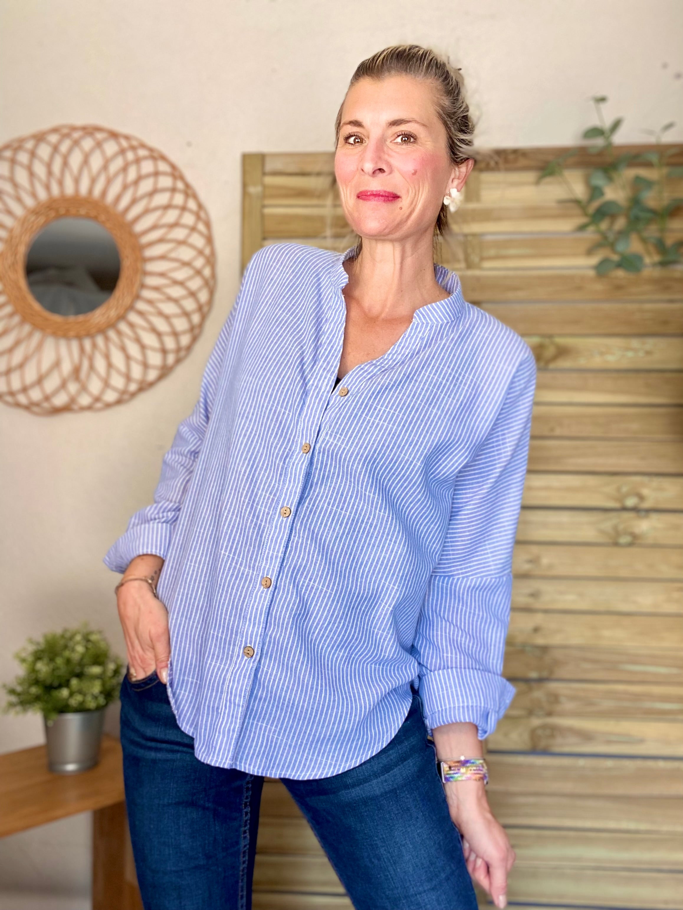 Chemise à rayures bleues (avec ou sans coeur)- MARGOT
