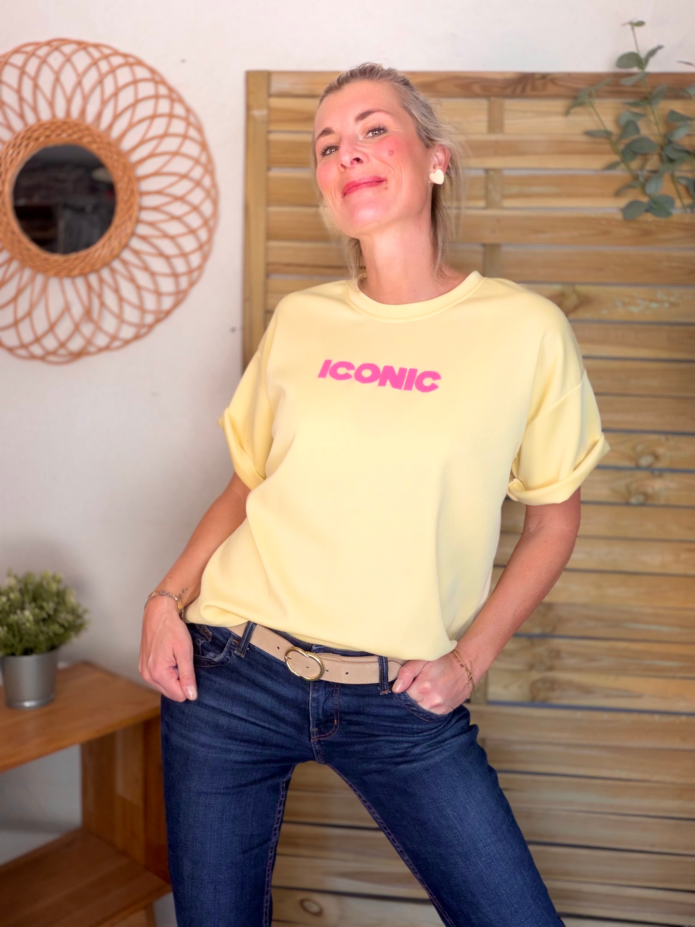 Tee shirt ICONIC matière sweat - THÉA Jaune