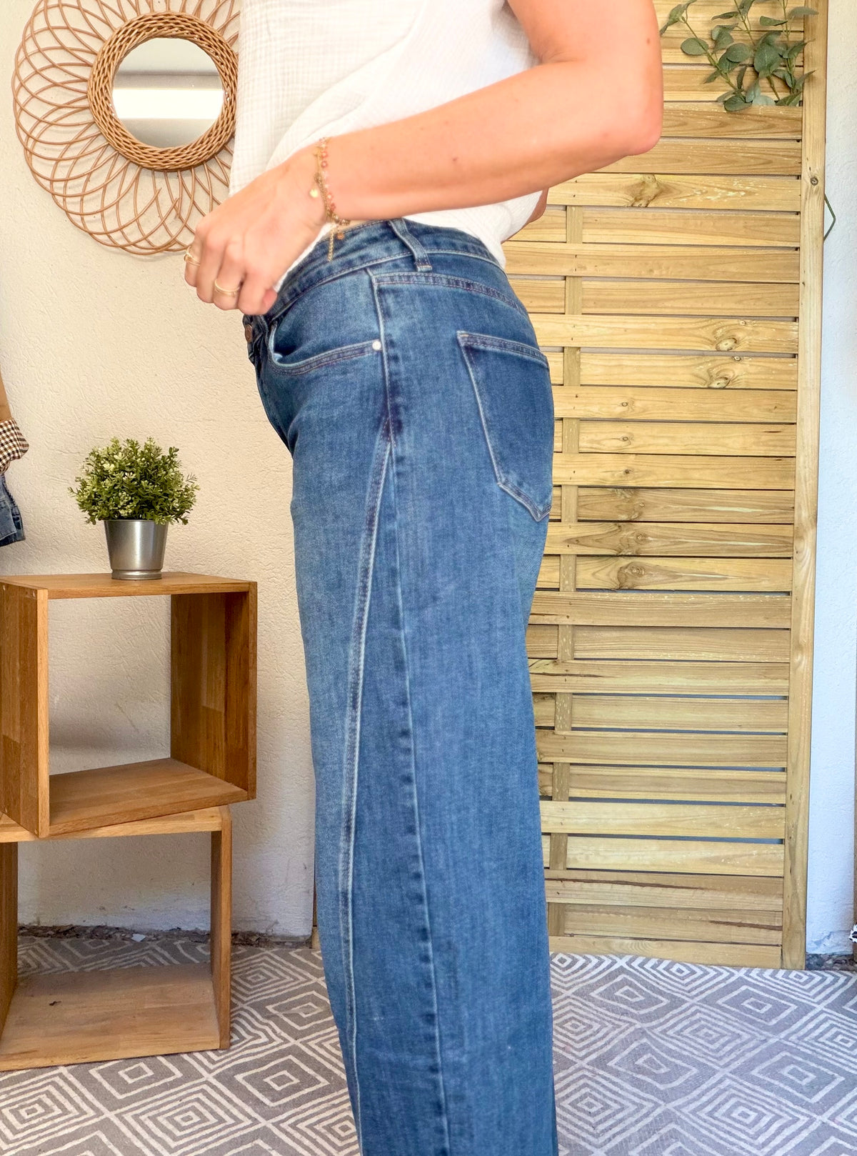 Pantalon Jean coupe barrel LÉON Bleu