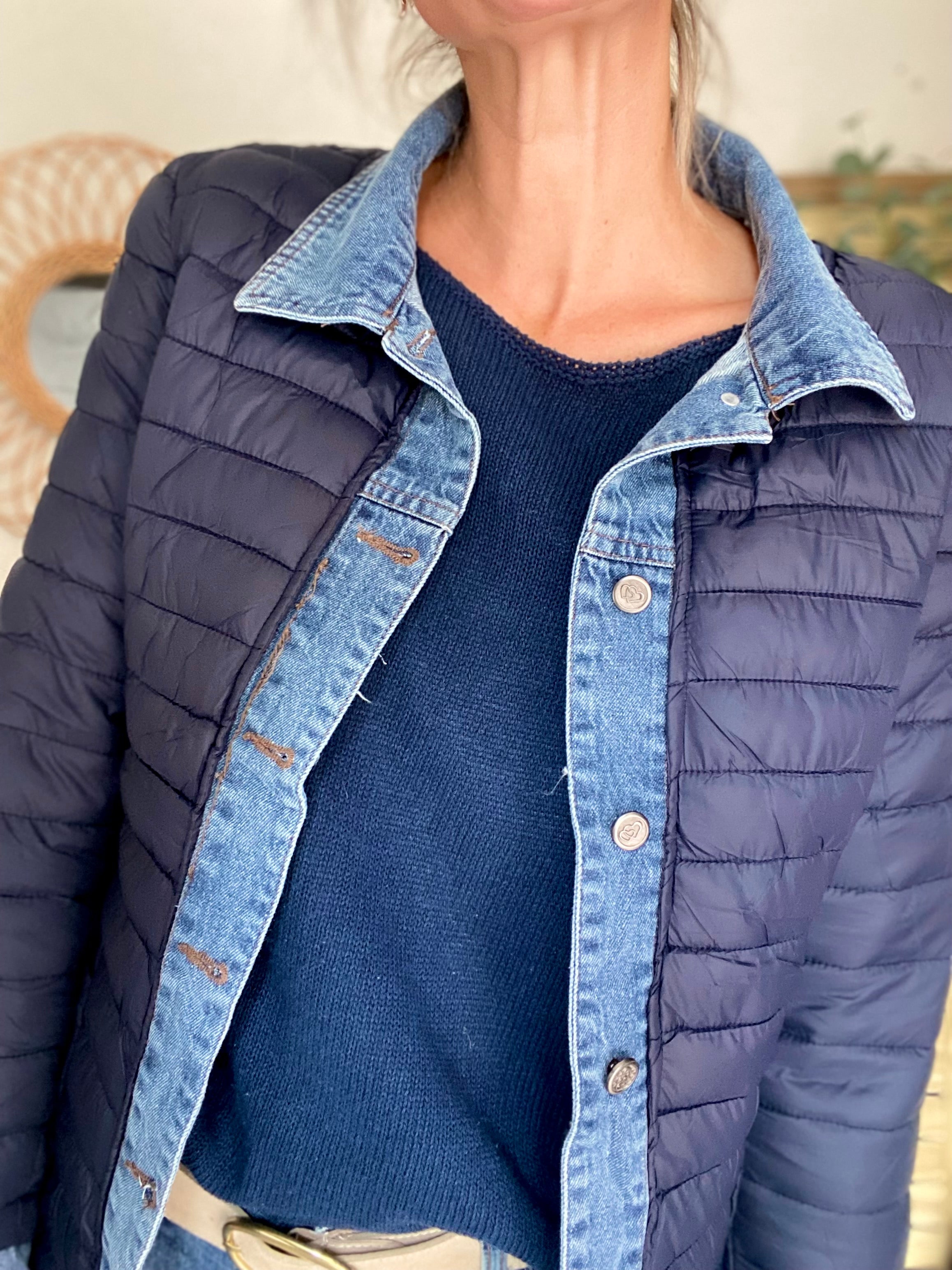 Veste Jean / Doudoune légère JACKIE - Bleu marine