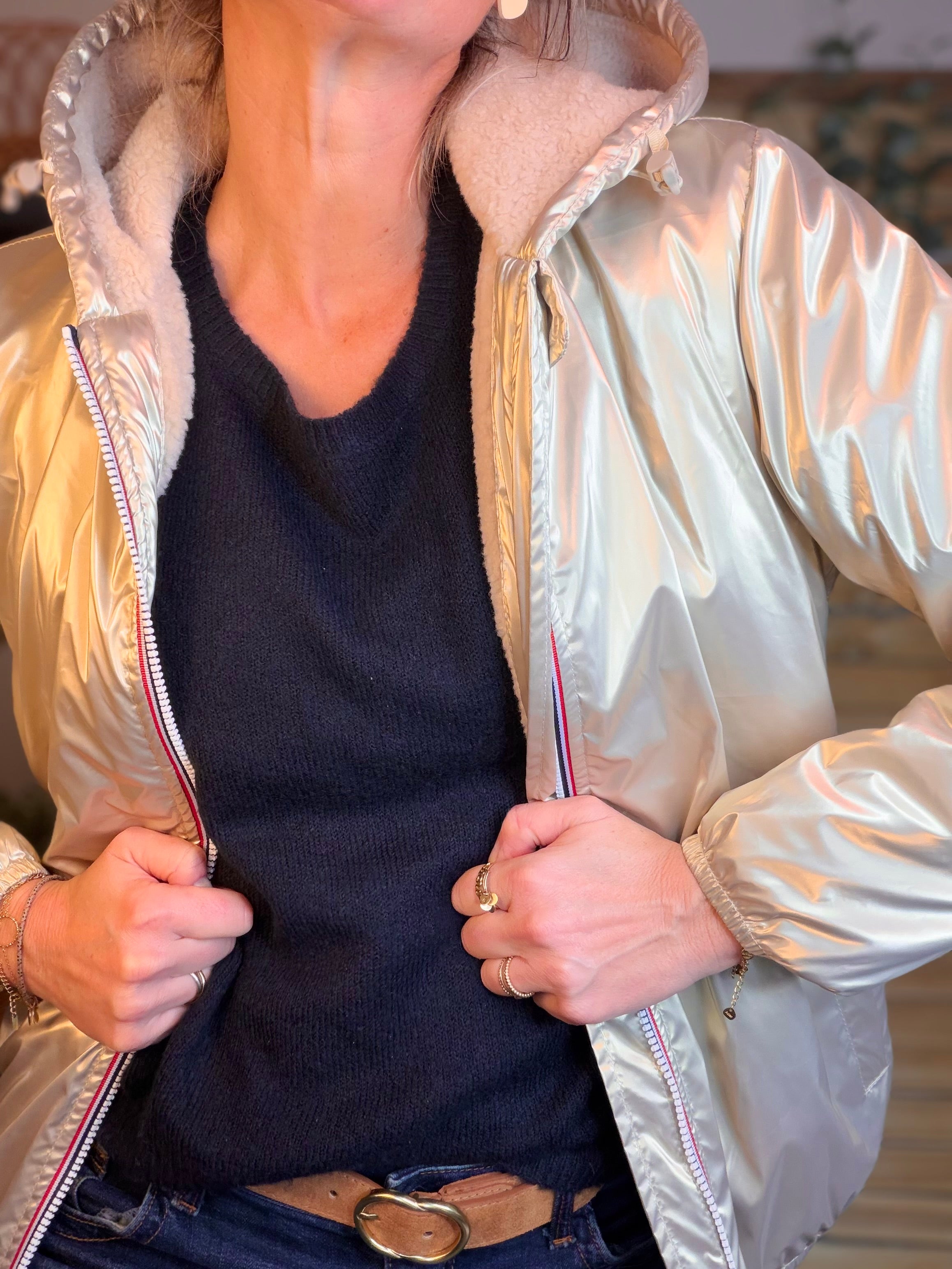Parka Imperméable LOUISE COURT sherpa - Doré - LAURA JO (DÉSTOCKAGE sur Taille L)