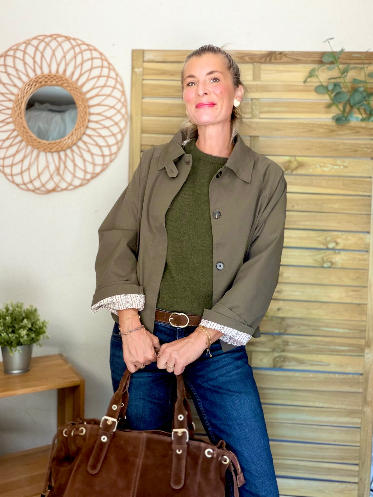 Veste Trench avec Liberty - MADELEINE Kaki