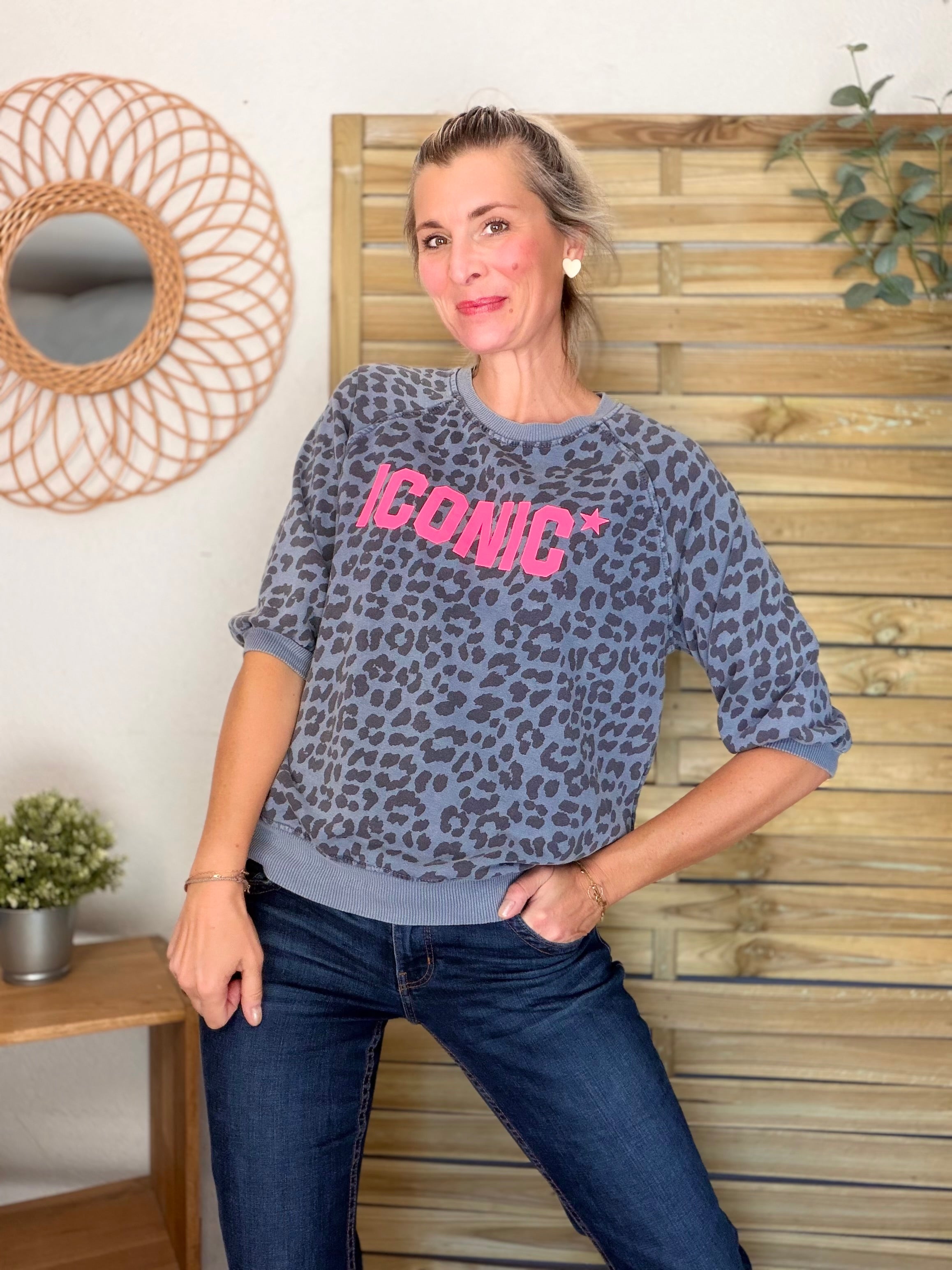 Sweat ICONIC Léo - ANGELA Bleu pétrole