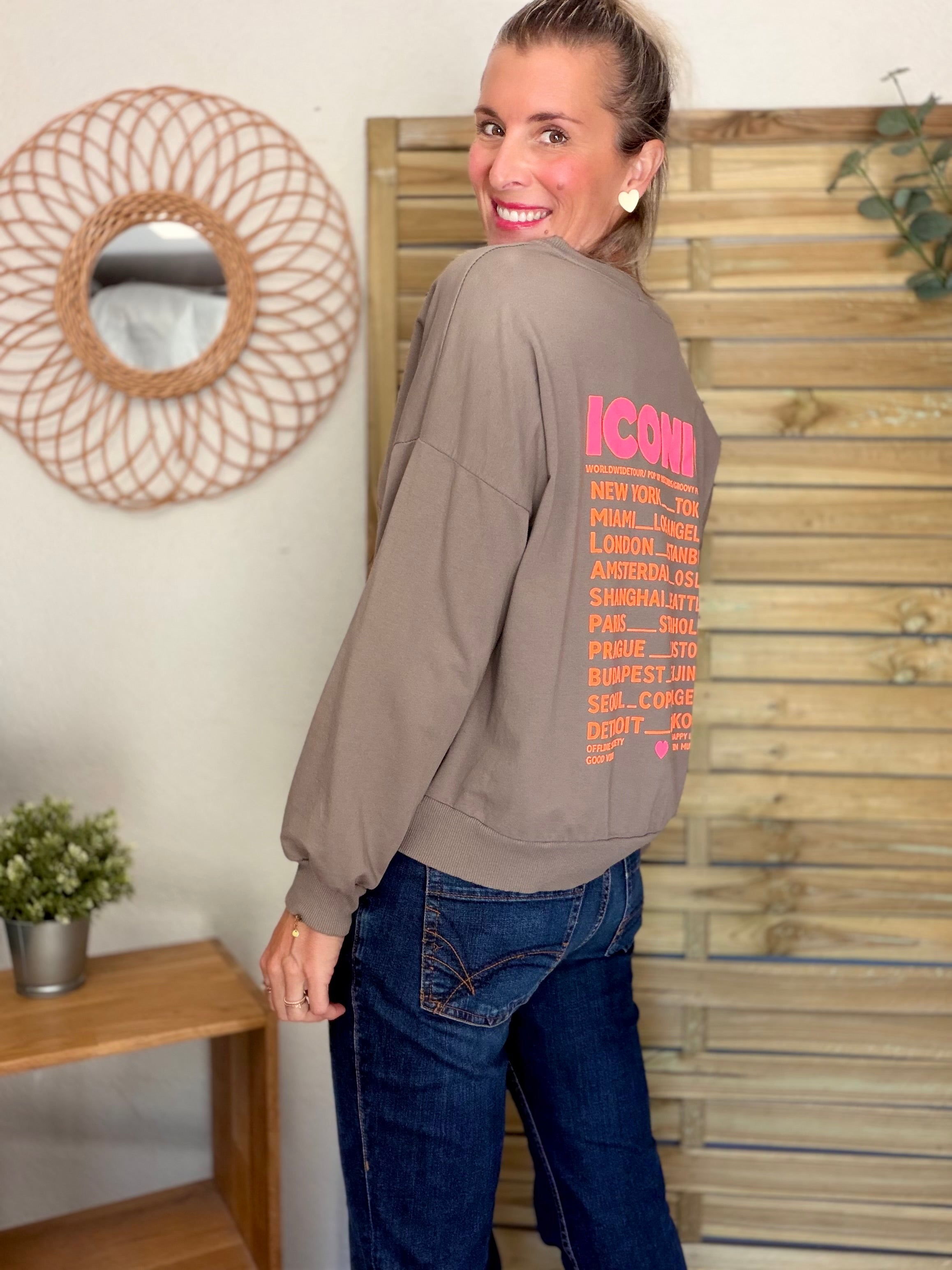 Sweat ICONIC léger 100% coton FAUSTINE Taupe (taille 36 à 46)