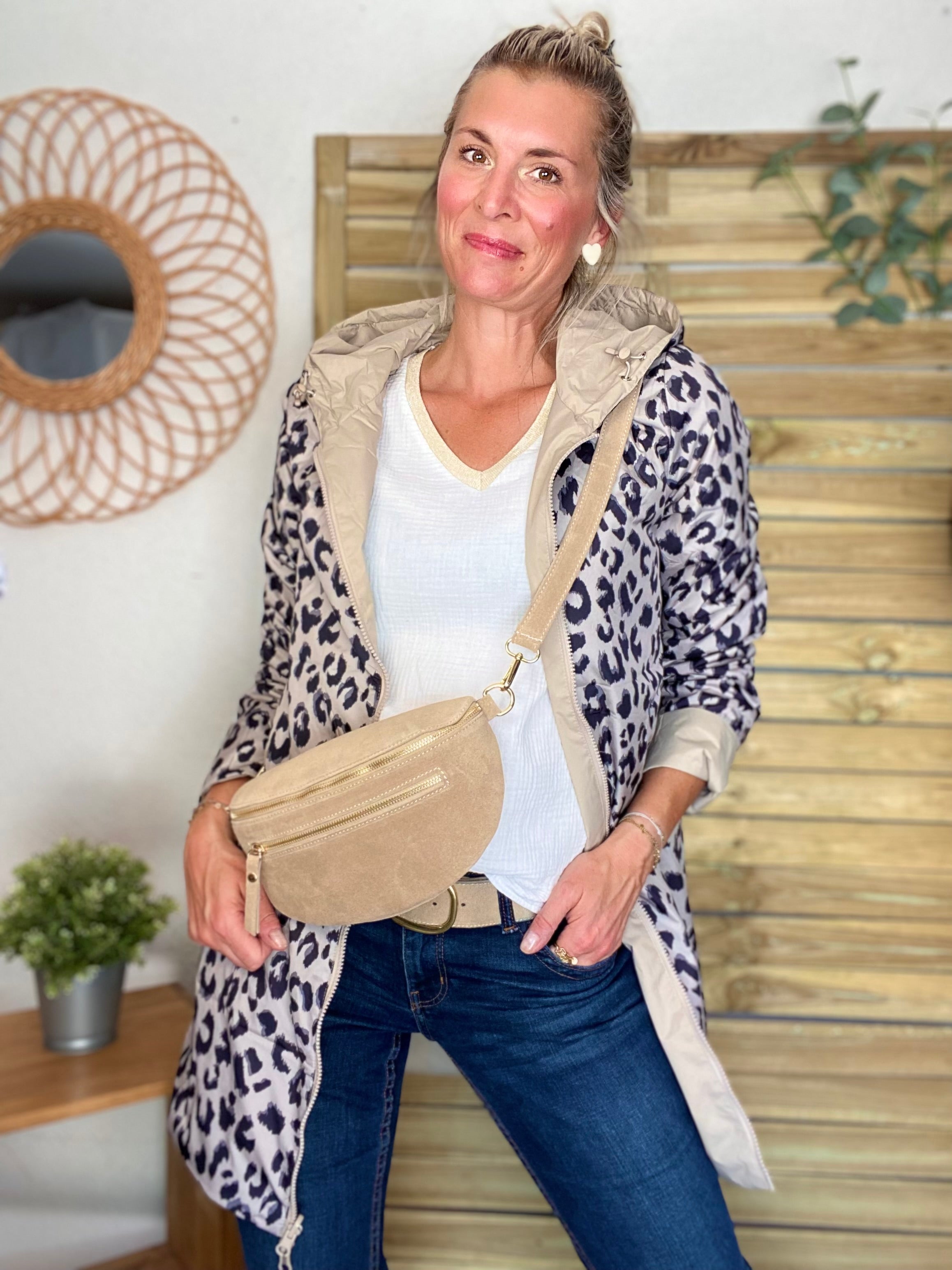 Imperméable réversible rembourré LOUISON LONG - Beige / Léo - LAURA JO