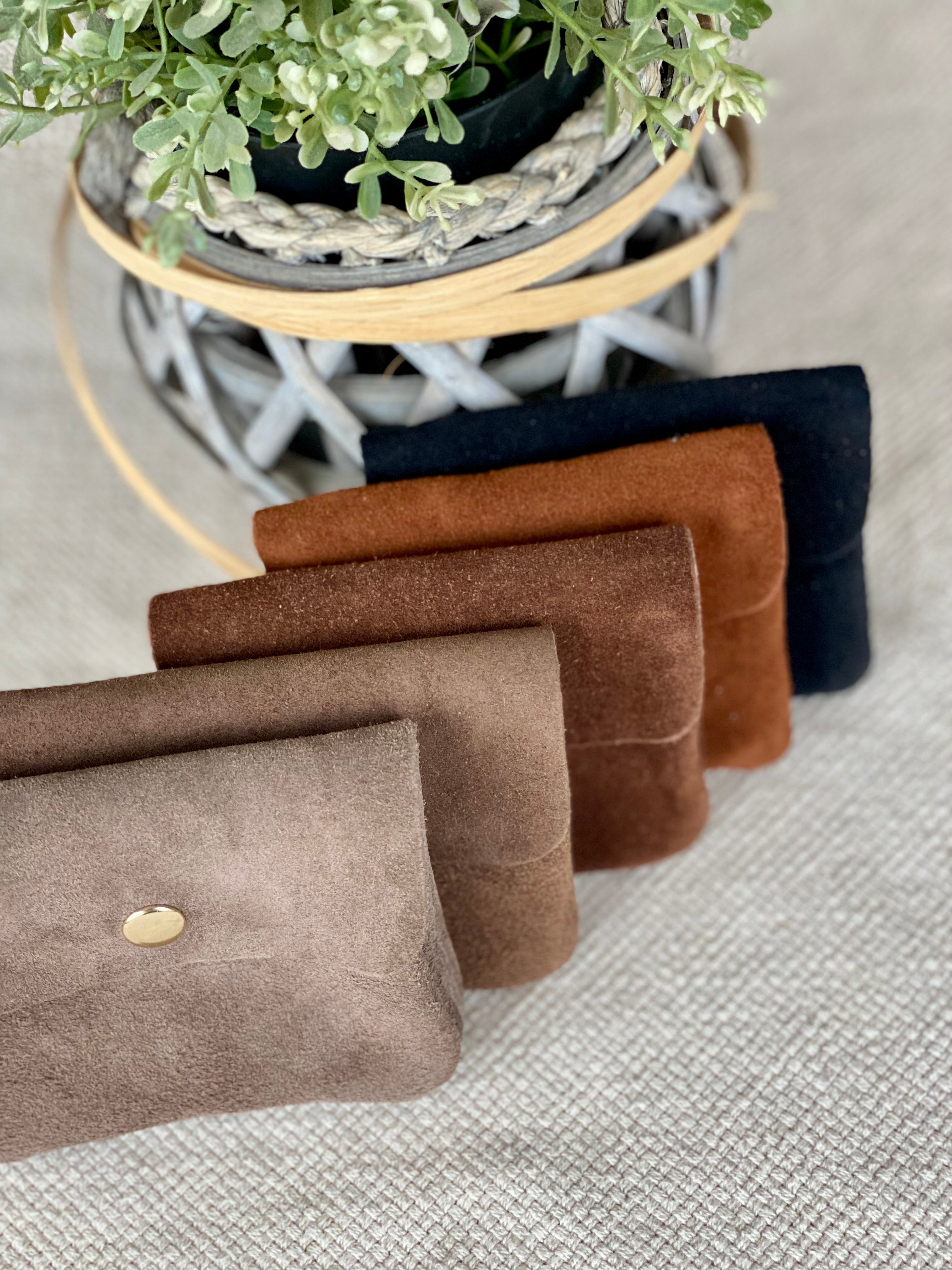 Porte monnaie / porte carte en cuir daim ACHILLE