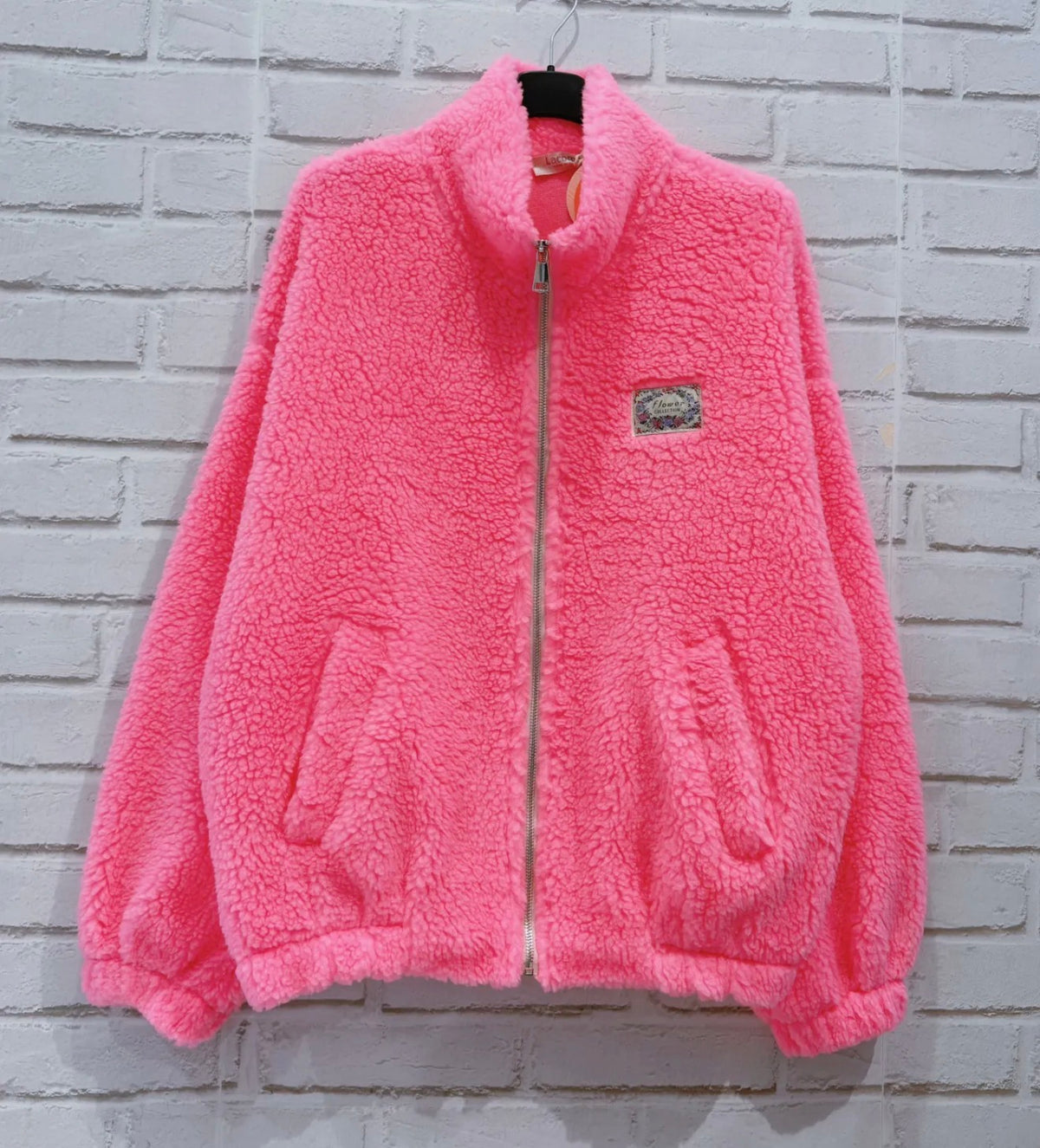 Veste Sherpa zippée LÉONIE Rose bonbon