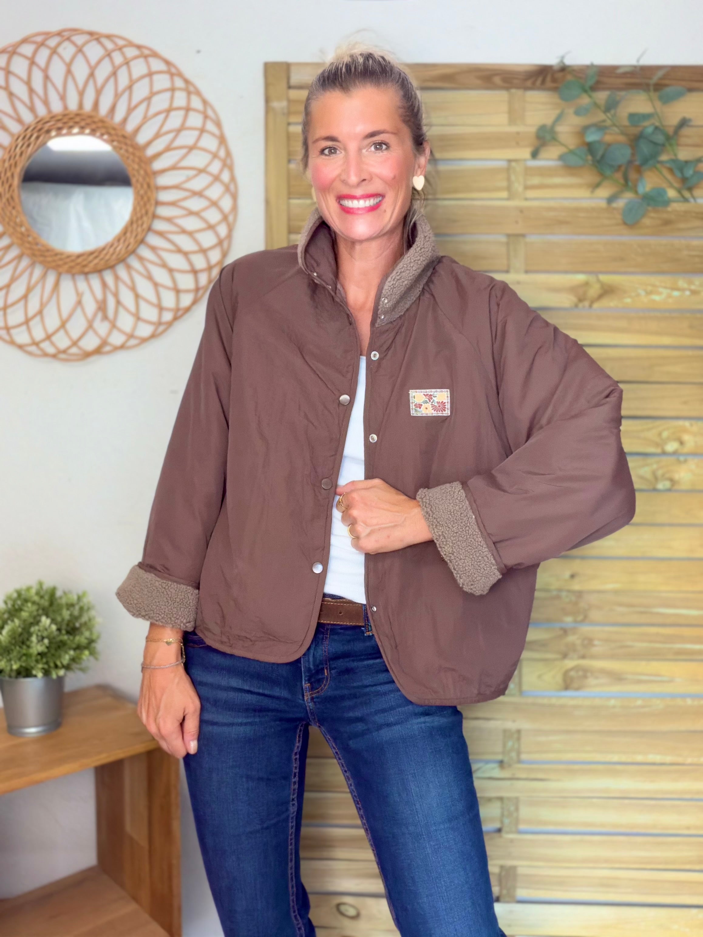 Veste matelassée réversible Sherpa AMÉLIE Chocolat