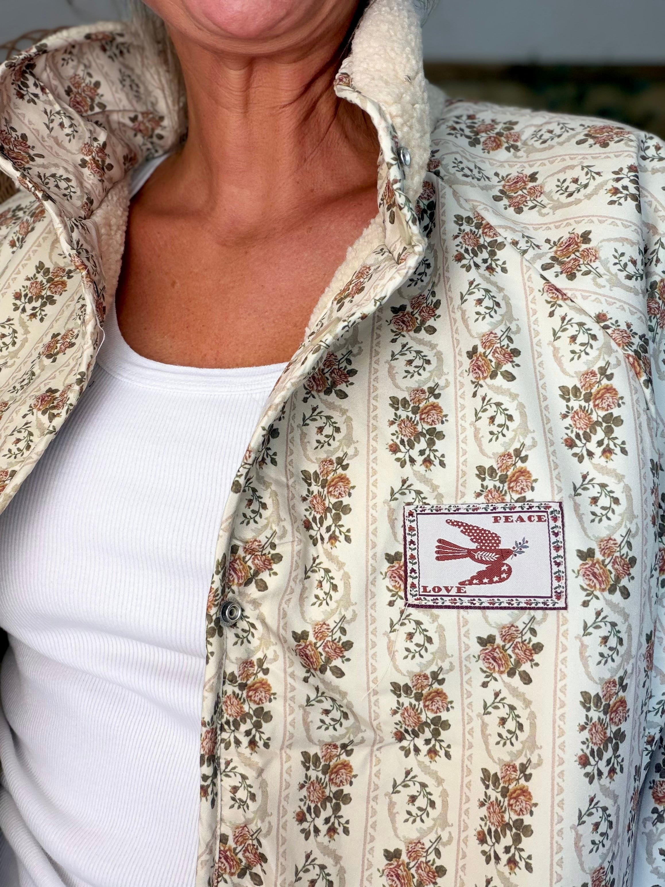 Veste réversible Sherpa ODETTE Beige / Fleurie
