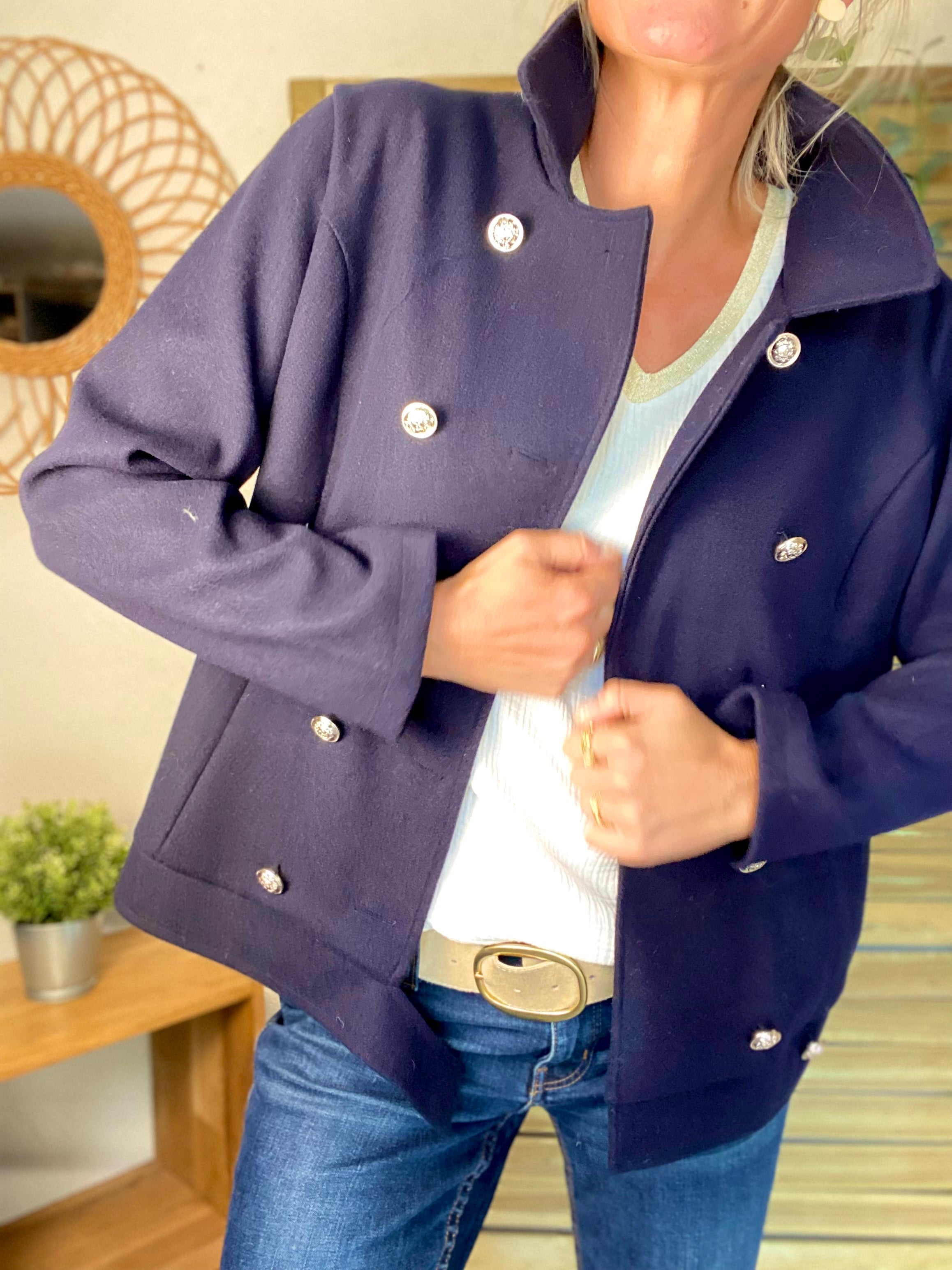 ⚠️ PRÉCOMMANDE (Expédition à partir du 01/10) - Veste caban légère JACK - Bleu marine