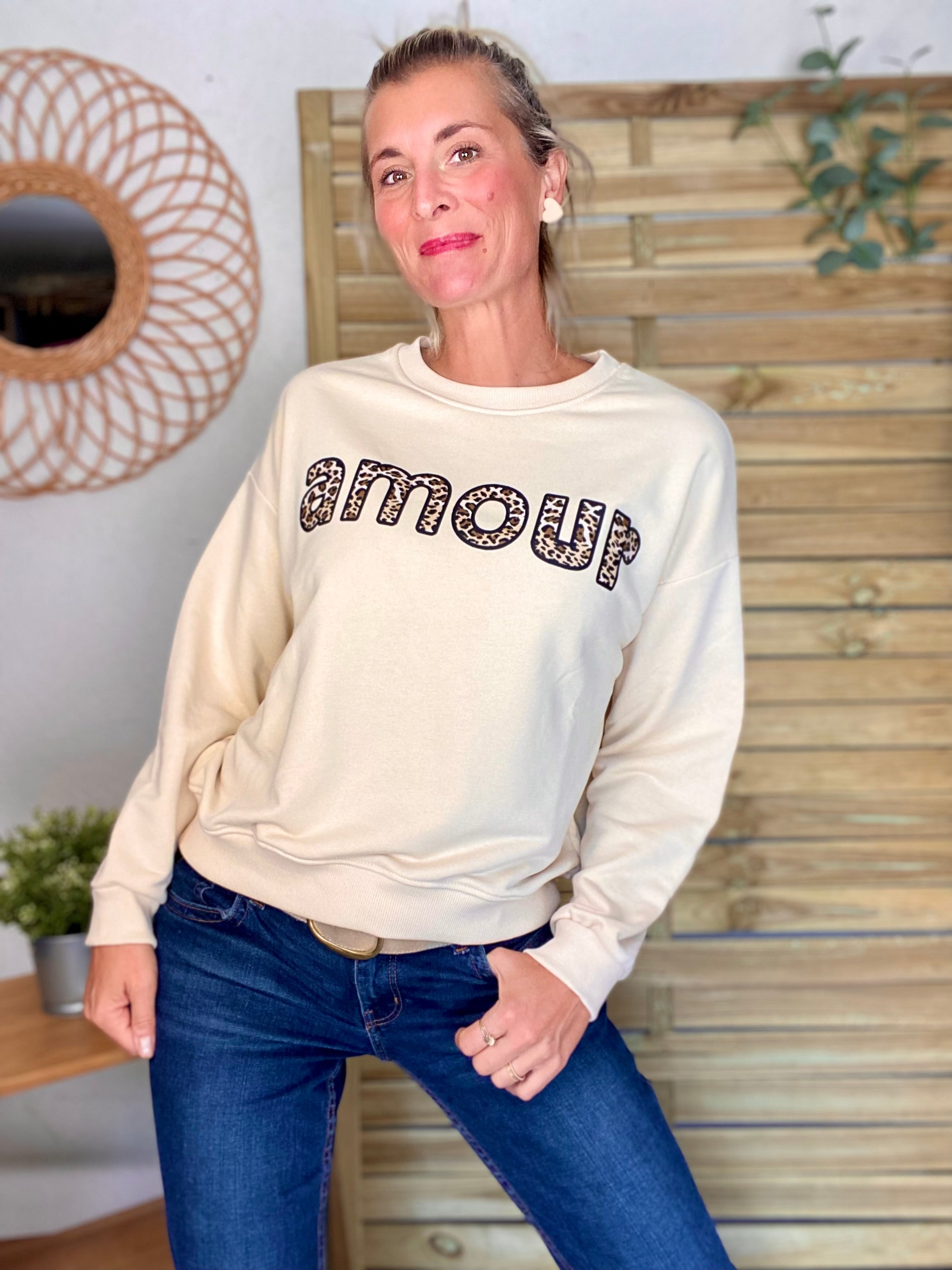 Sweat amour Léo 🐆 COLINE - Crème