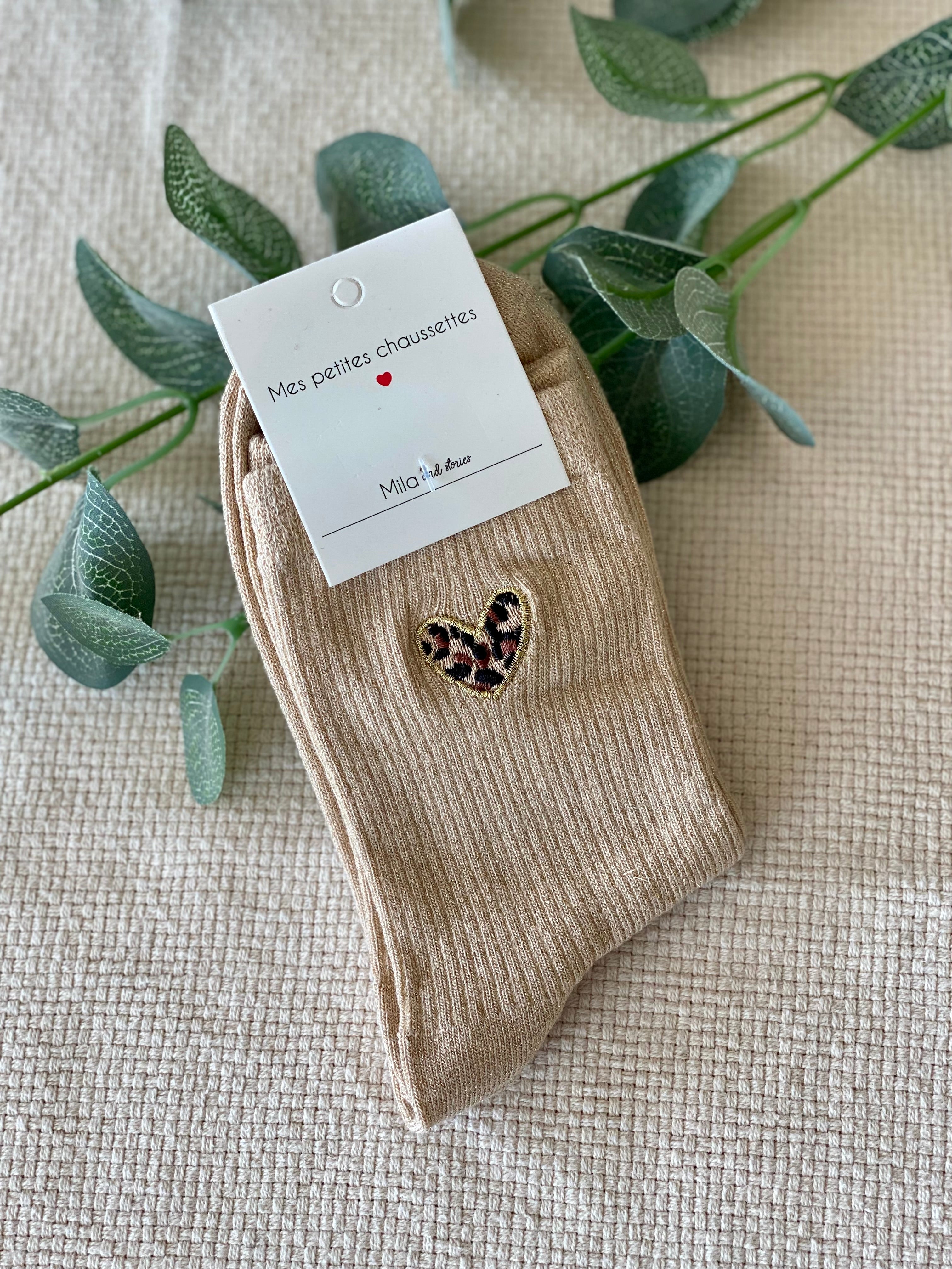 Chaussettes scintillantes glitter ZORA - Coeur Léo 🐆