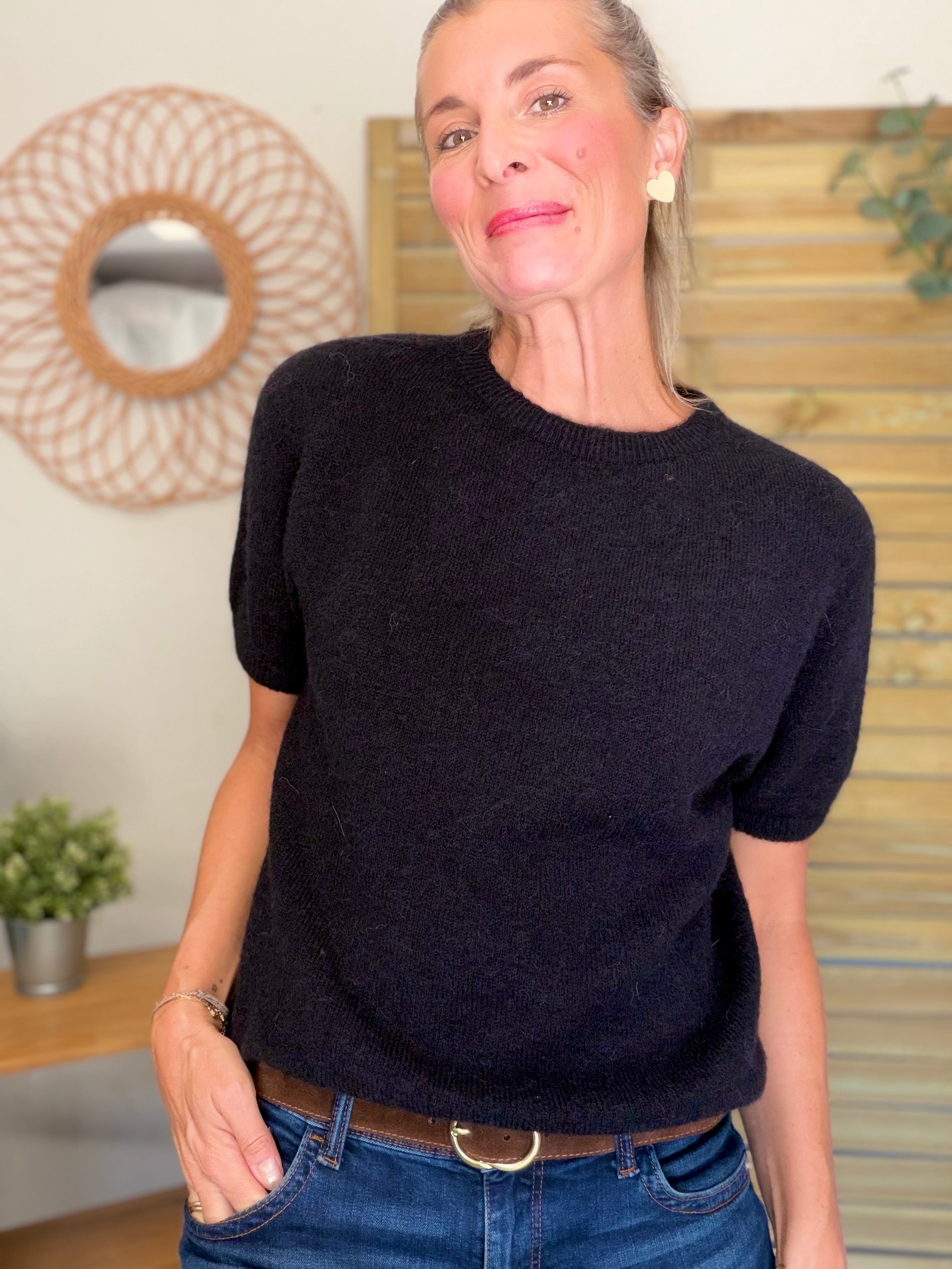 Pull laine et alpaga PEGGY - Noir