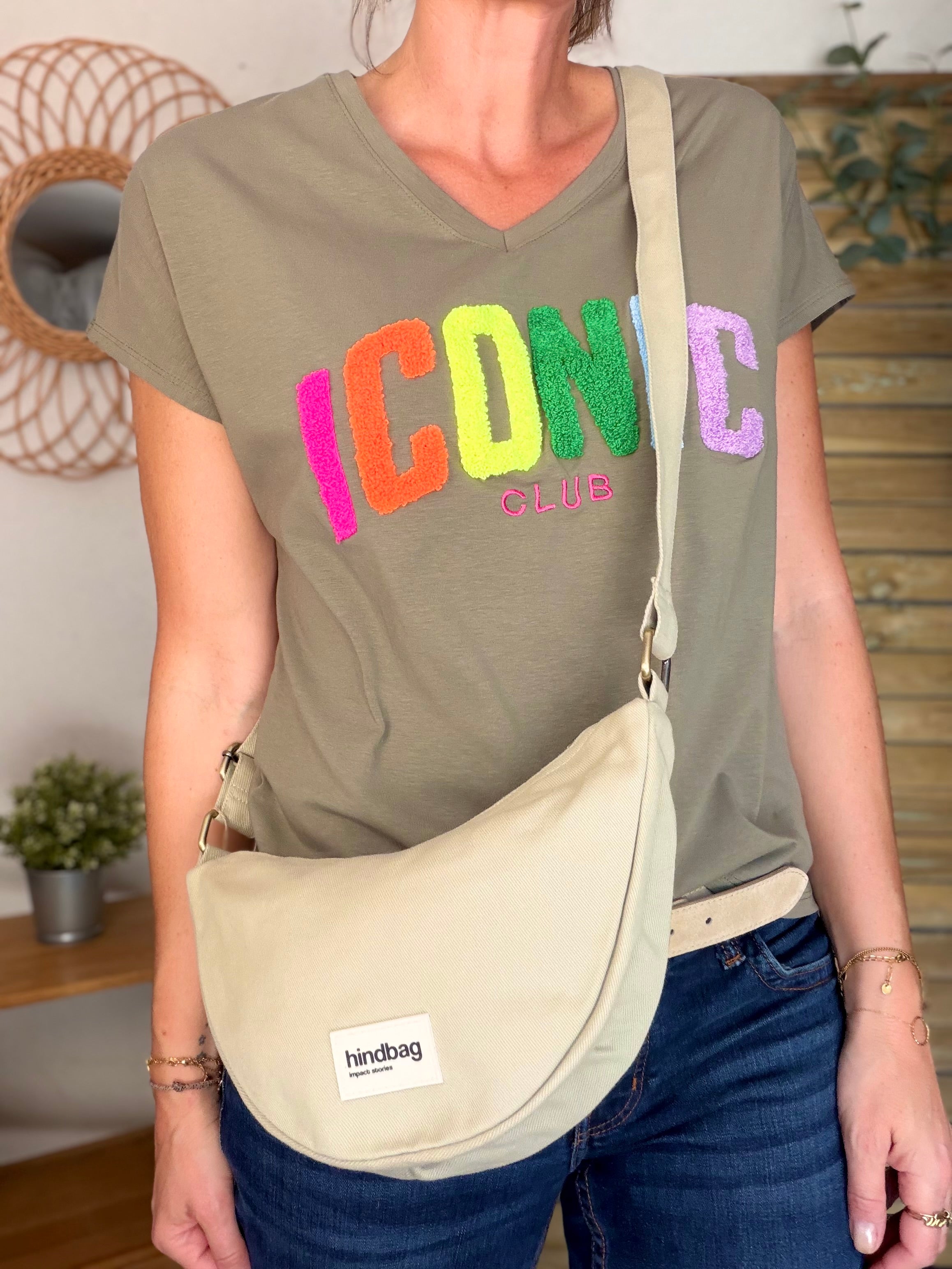 HINDBAG ANDRÉA - Sac banane demi-lune Argile