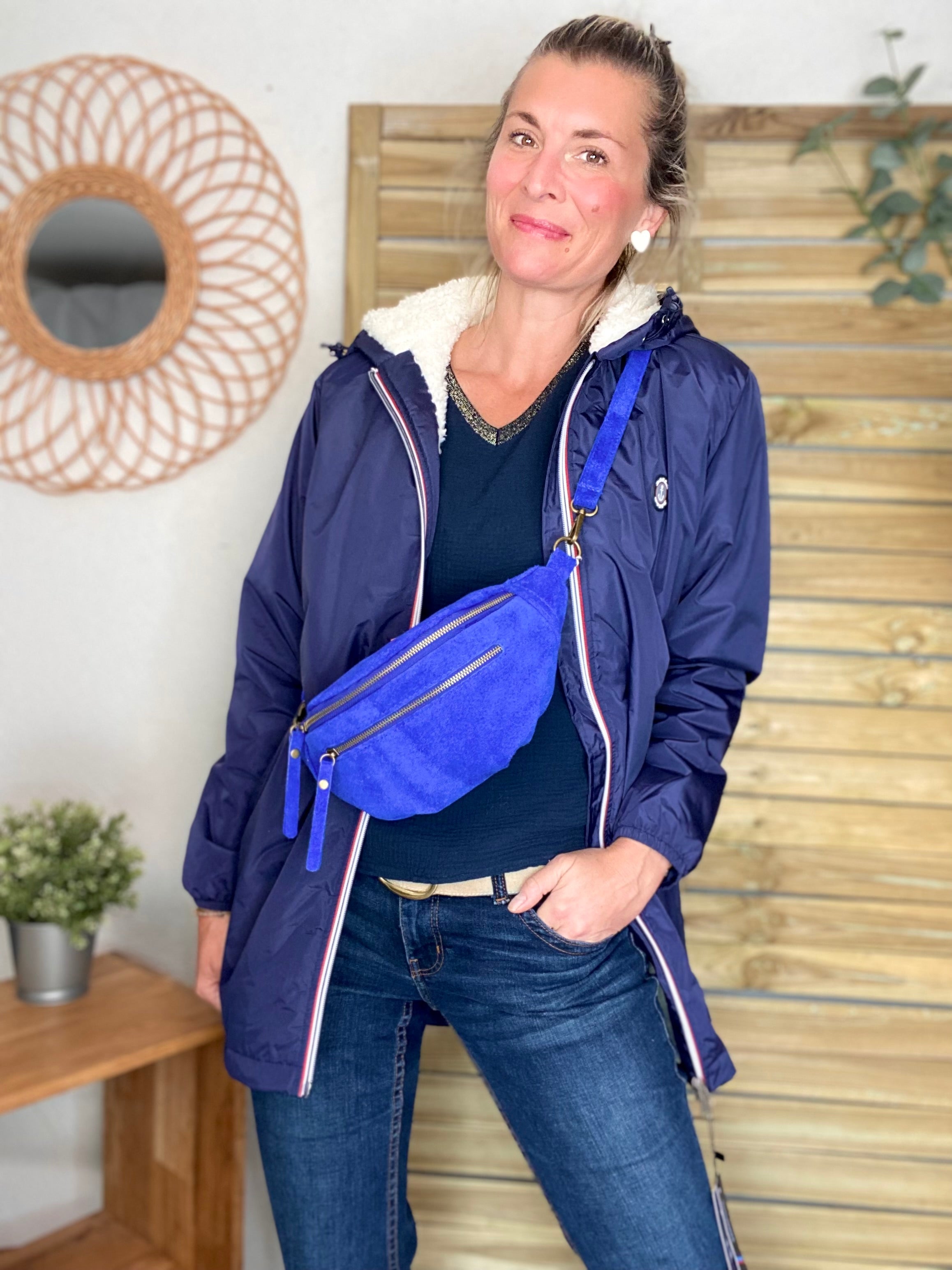 Parka Imperméable moumoute sherpa mixte JEAN.NE - LE PETIT BRETON - Bleu Marine