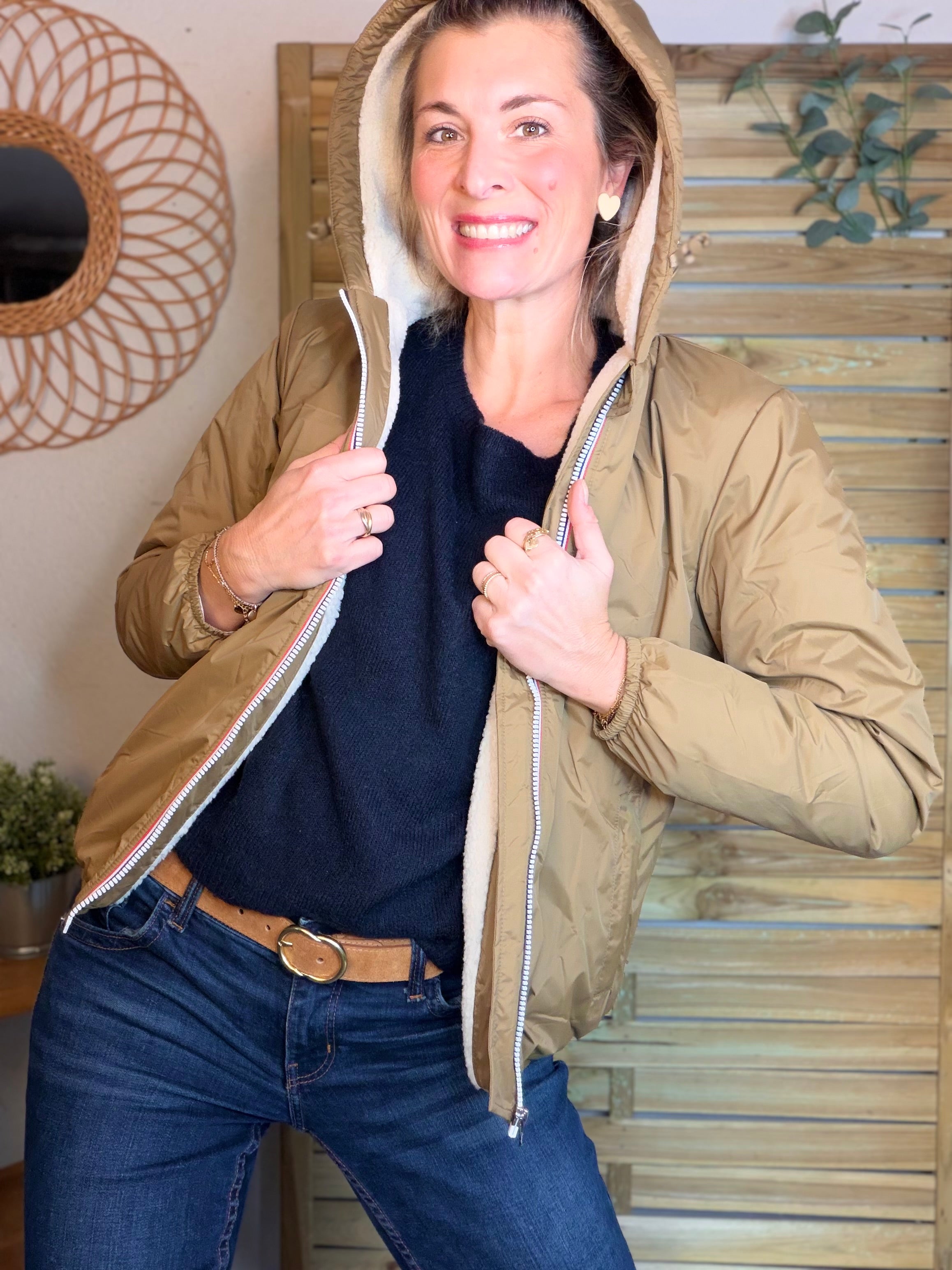 Parka Imperméable LOUISE COURT sherpa - Camel - LAURA JO