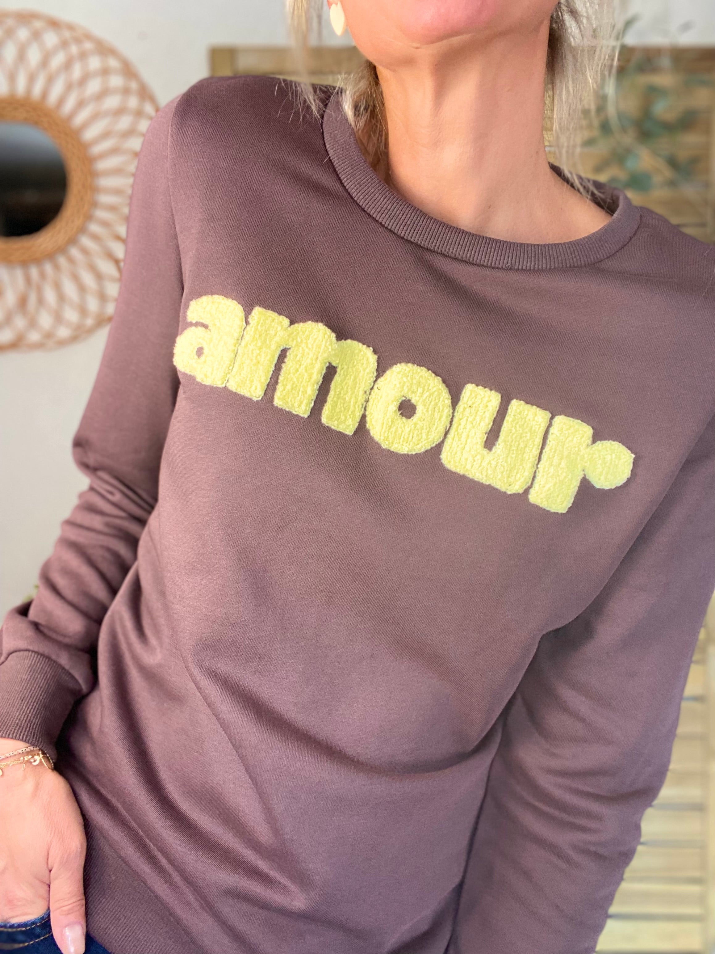 Sweat amour DORIA - Choco / Jaune