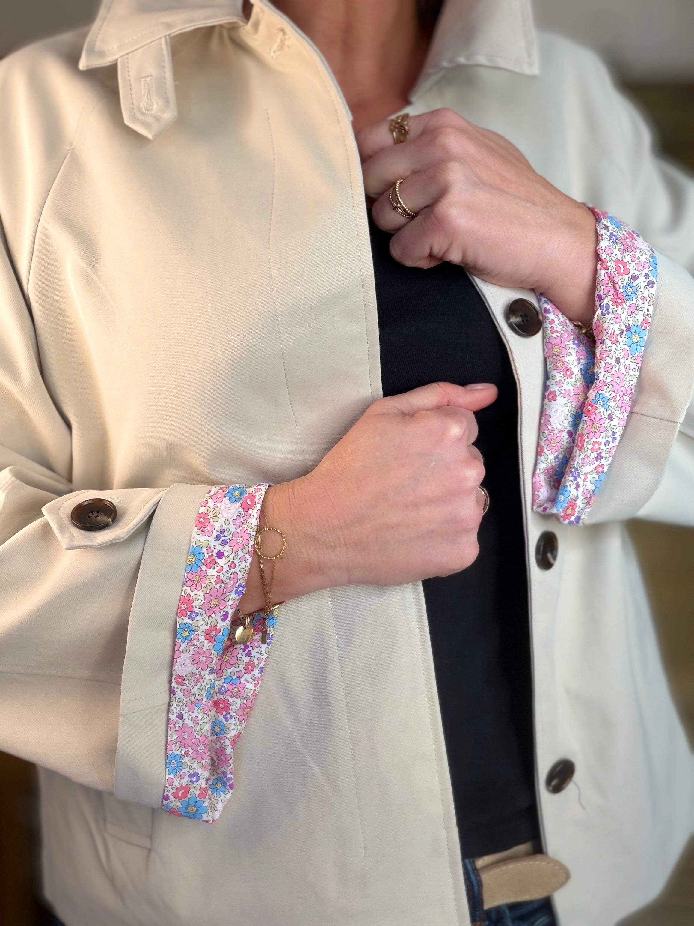 Veste Trench avec Liberty - MADELEINE Beige