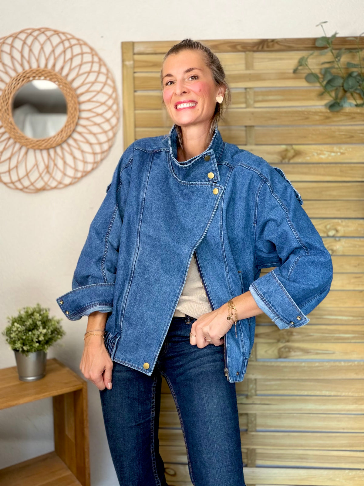 Veste en jean oversized col montant ARIANE